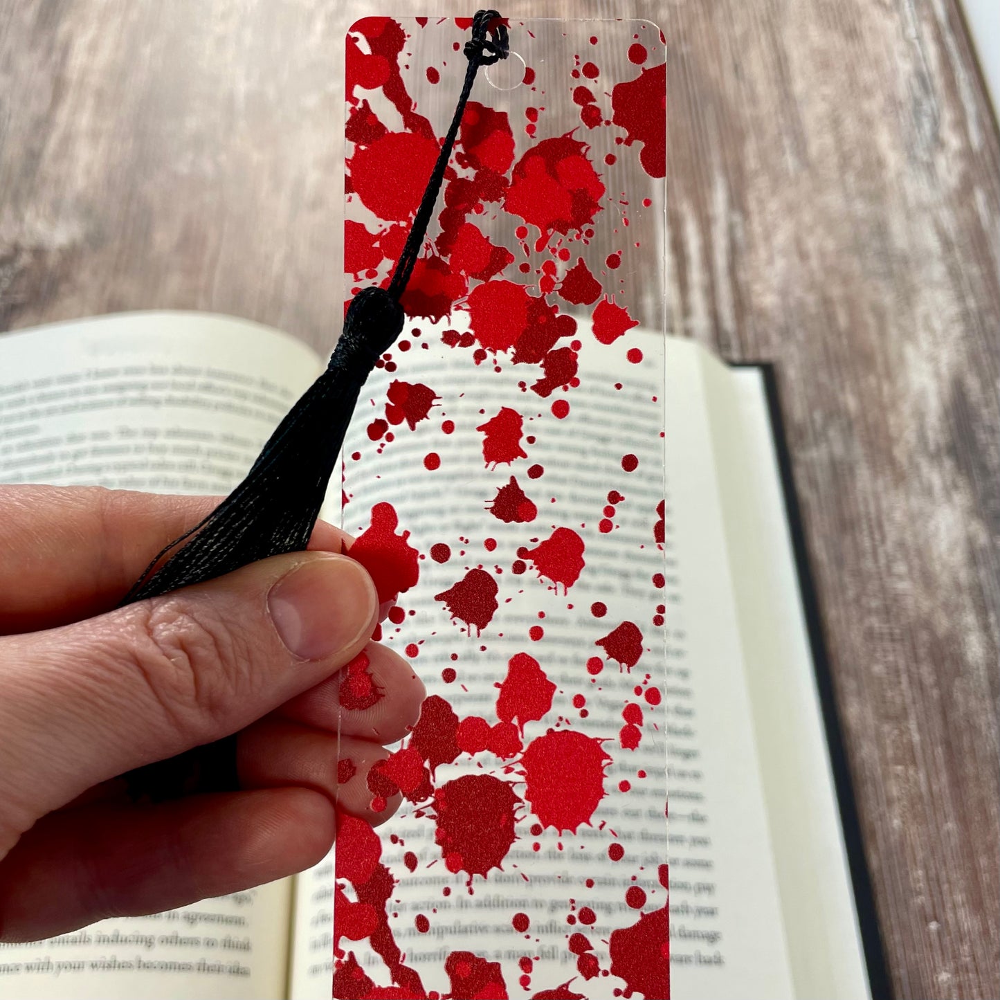 Blood Splatter Bookmark – True Crime Thriller Gift for Mystery Readers | Creepy Horror Accessory for Book Lovers