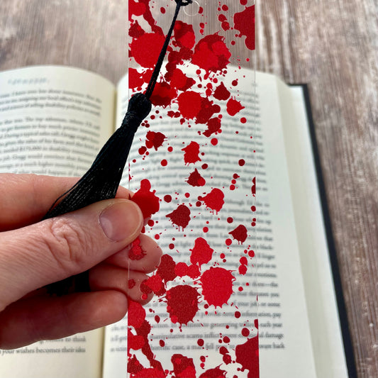 Blood Splatter Bookmark – True Crime Thriller Gift for Mystery Readers | Creepy Horror Accessory for Book Lovers