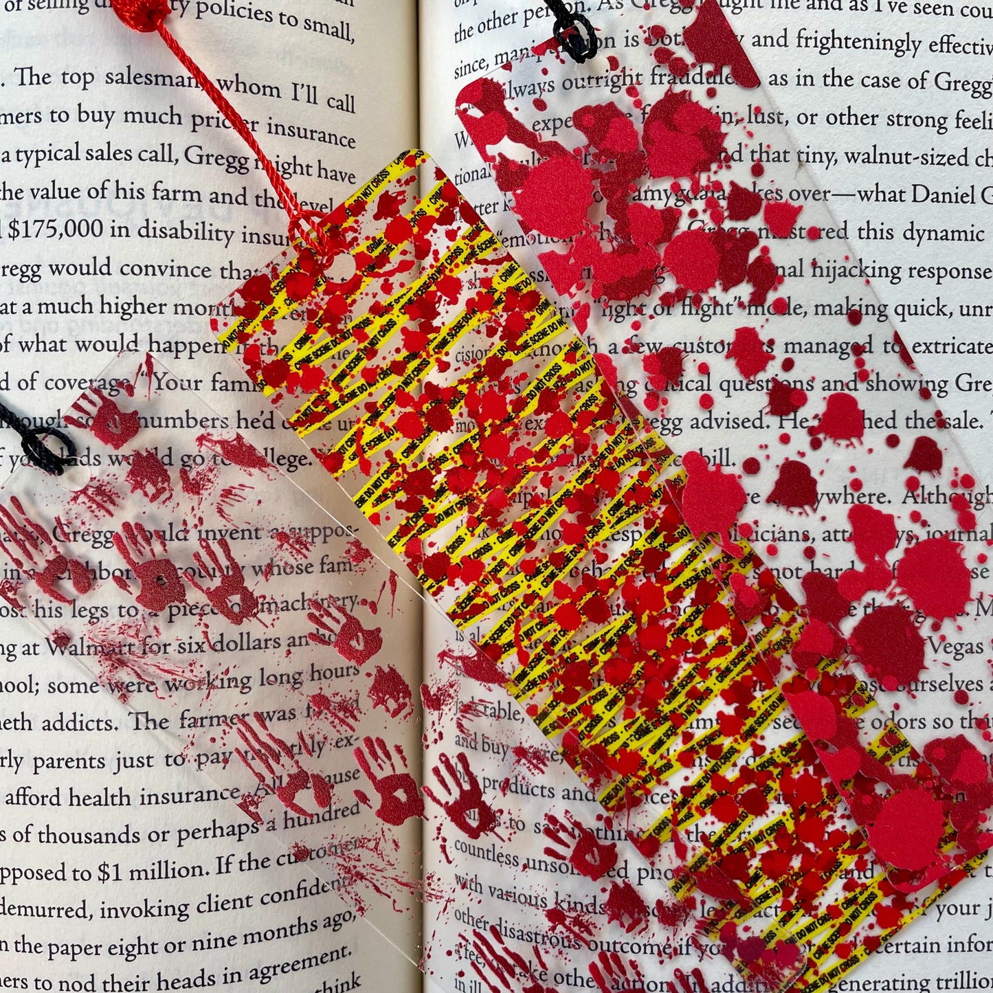 Bloody Bookmark Set: Crime Scene Reader Gift - 3-Pack