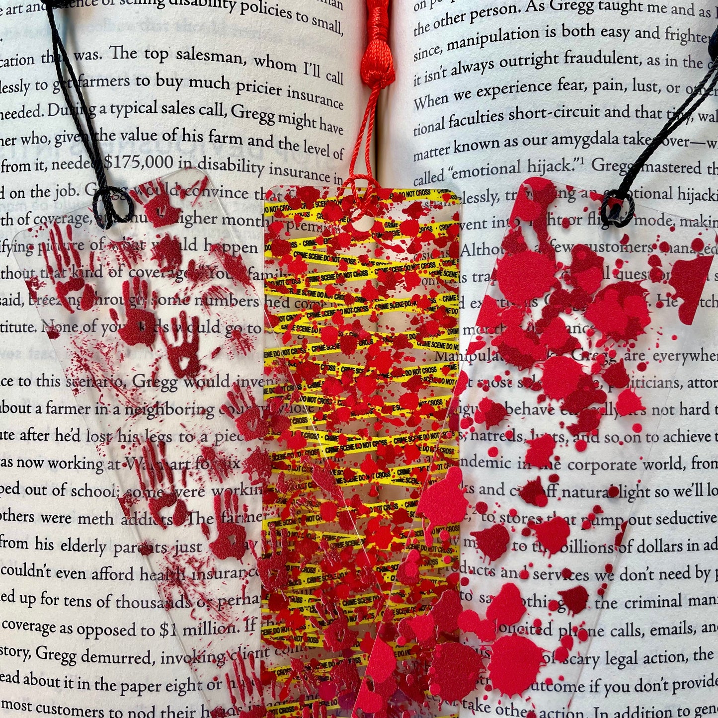 Bloody Bookmark Set: Crime Scene Reader Gift - 3-Pack
