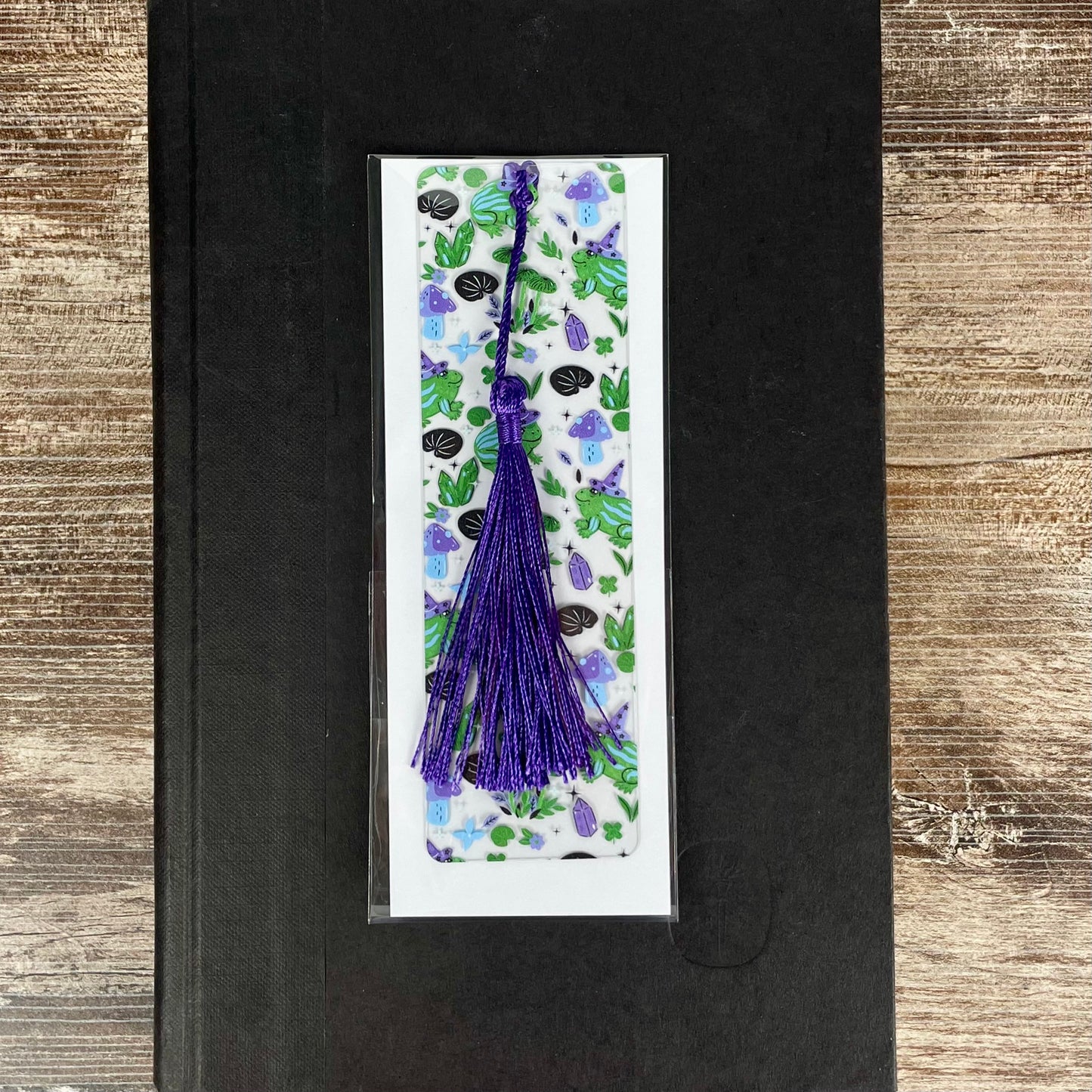 Cute Frog Bookmark with Mushrooms and Crystals | Fun Reading Gift for Kids & Book Lovers | Fantasy Bookmark with Tassel