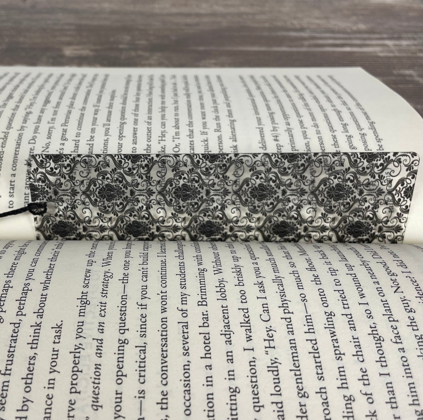 Black Damask Bookmark: Gothic Victorian Reader Gift
