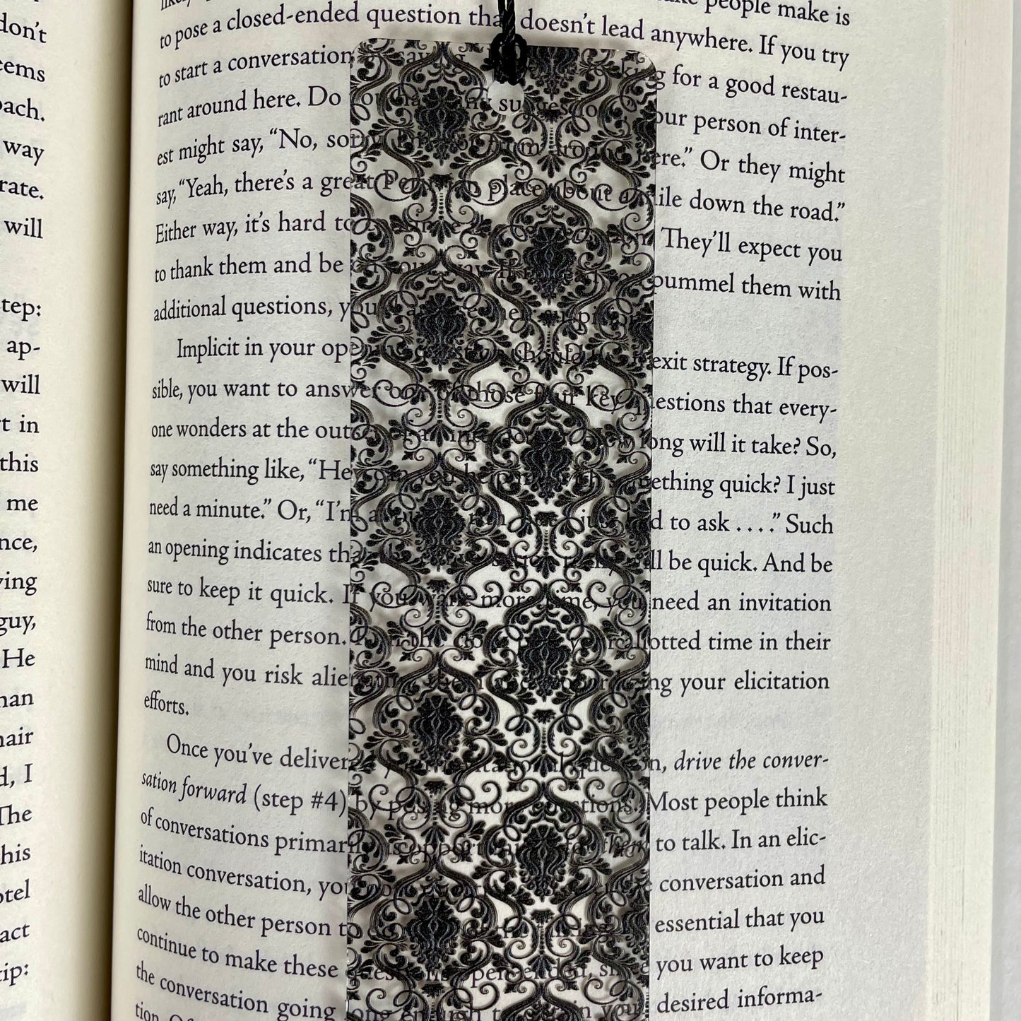 Black Damask Bookmark: Gothic Victorian Reader Gift