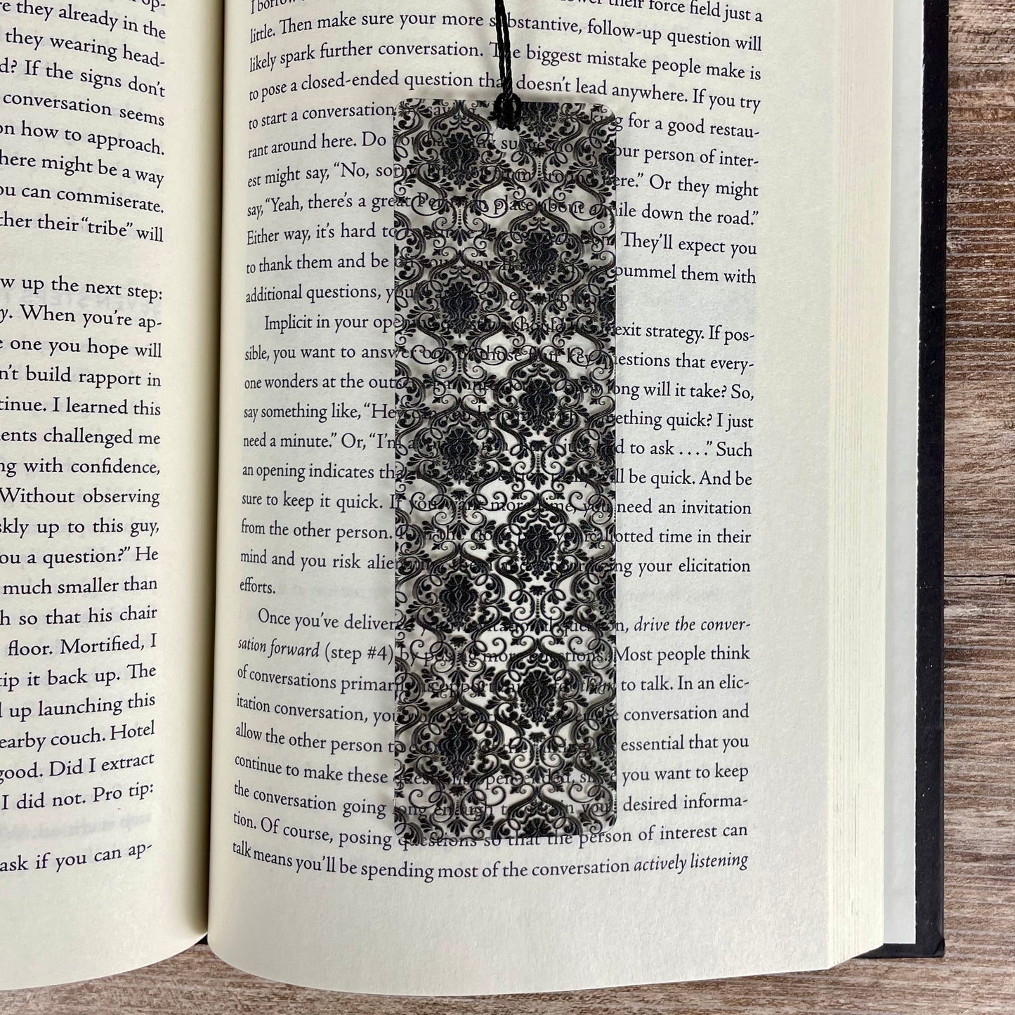 Black Damask Bookmark: Gothic Victorian Reader Gift