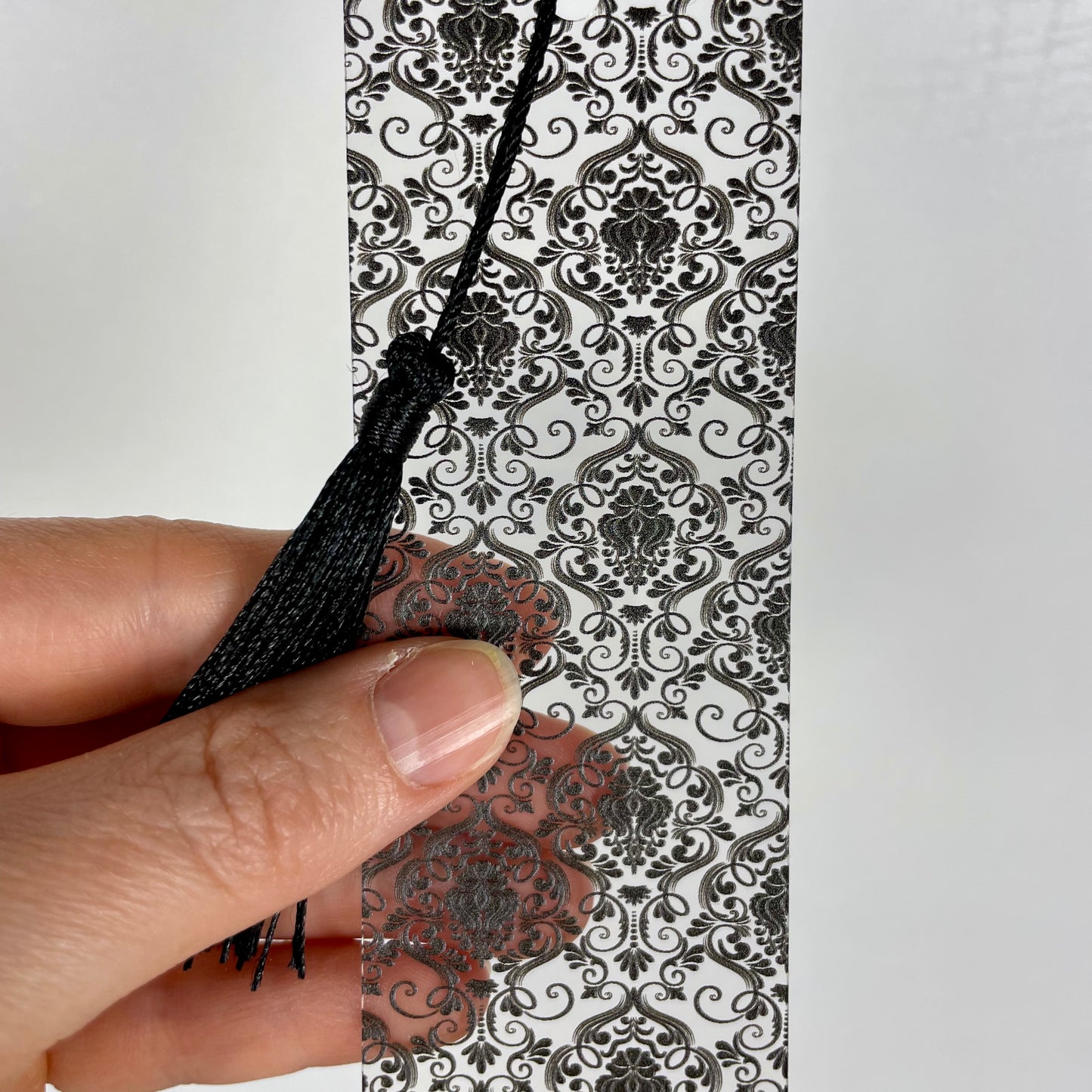 Black Damask Bookmark: Gothic Victorian Reader Gift