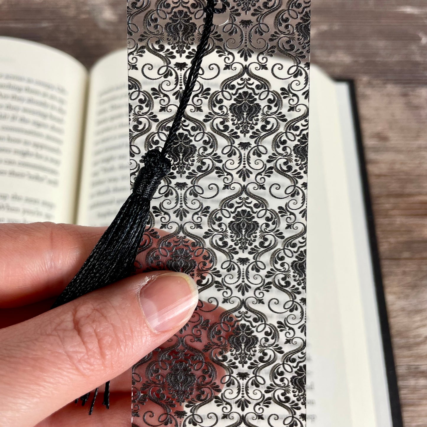 Black Damask Bookmark: Gothic Victorian Reader Gift