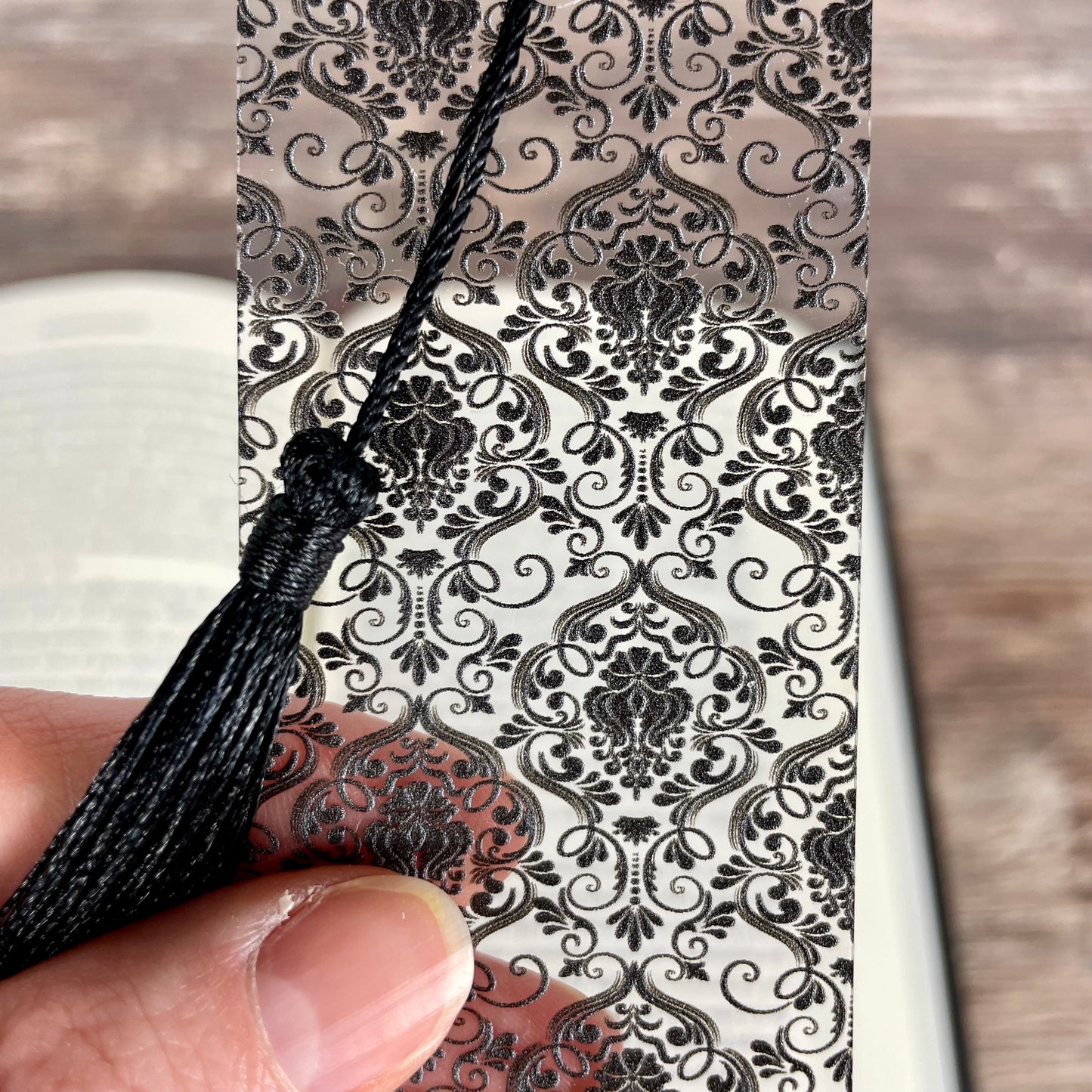 Black Damask Bookmark: Gothic Victorian Reader Gift