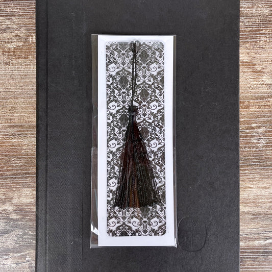 Black Damask Bookmark: Gothic Victorian Reader Gift