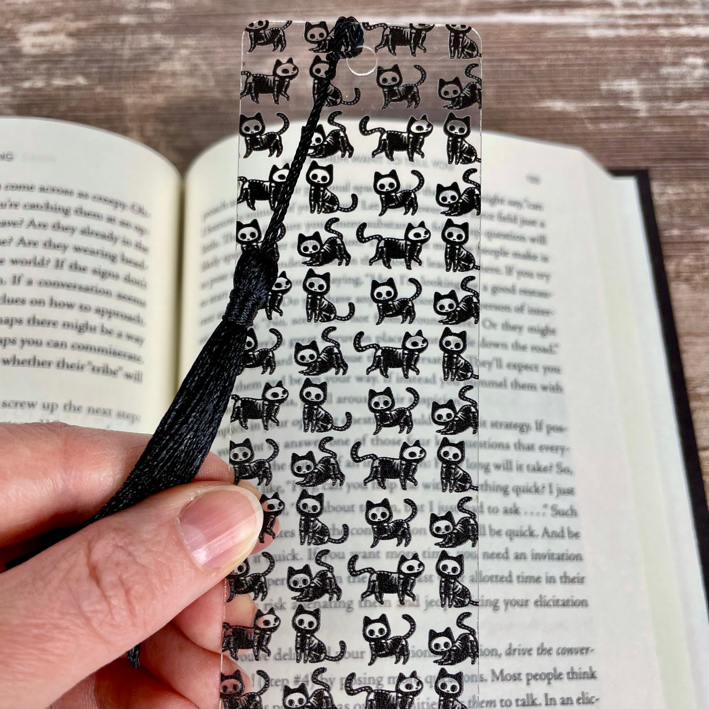 Black Cat Skeleton Bookmark: Spooky Gothic Reader Gift