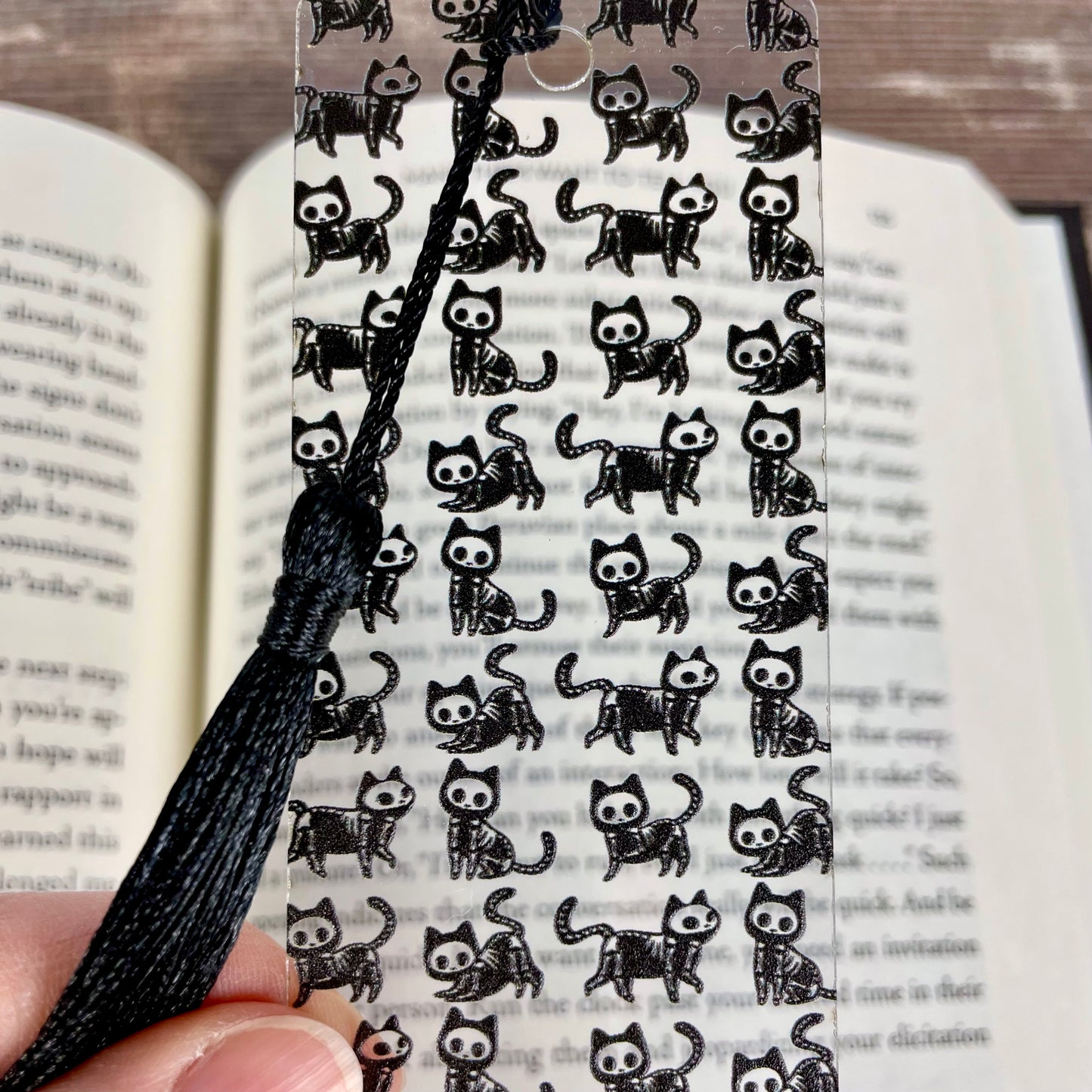 Black Cat Skeleton Bookmark: Spooky Gothic Reader Gift