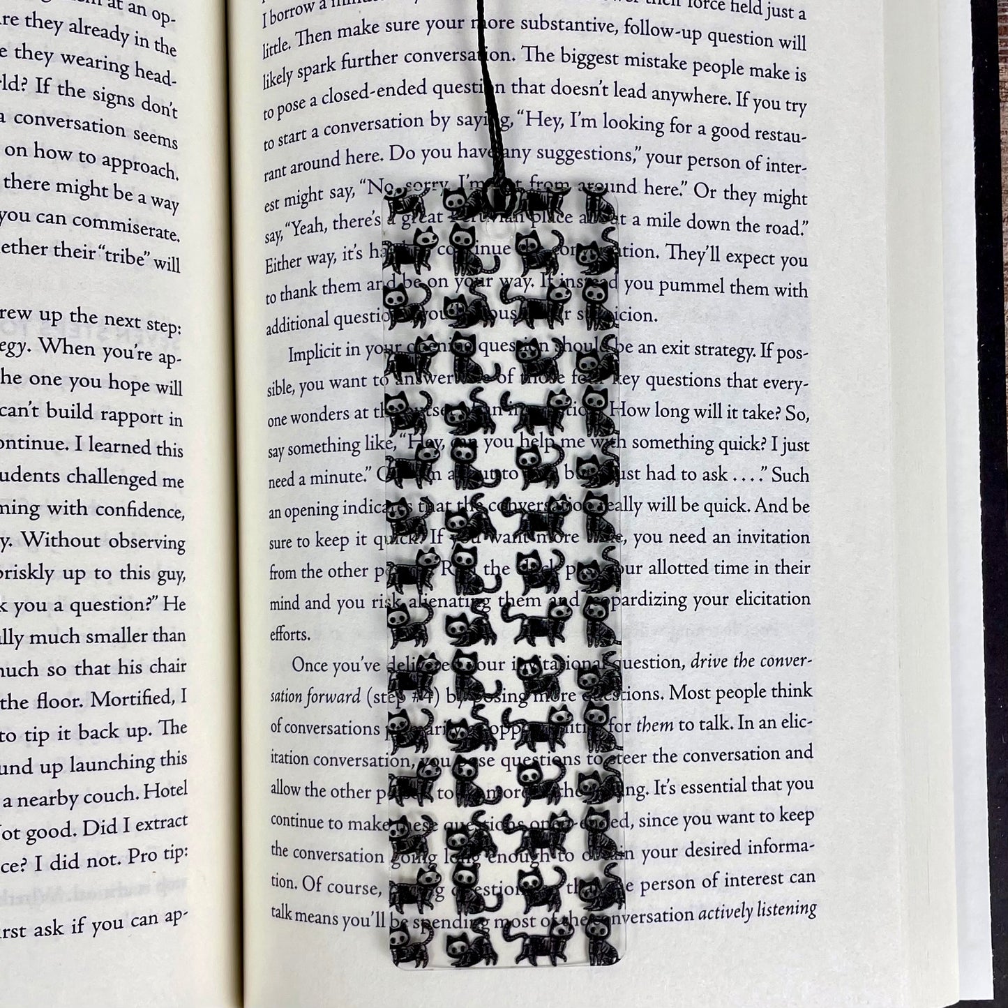 Black Cat Skeleton Bookmark: Spooky Gothic Reader Gift