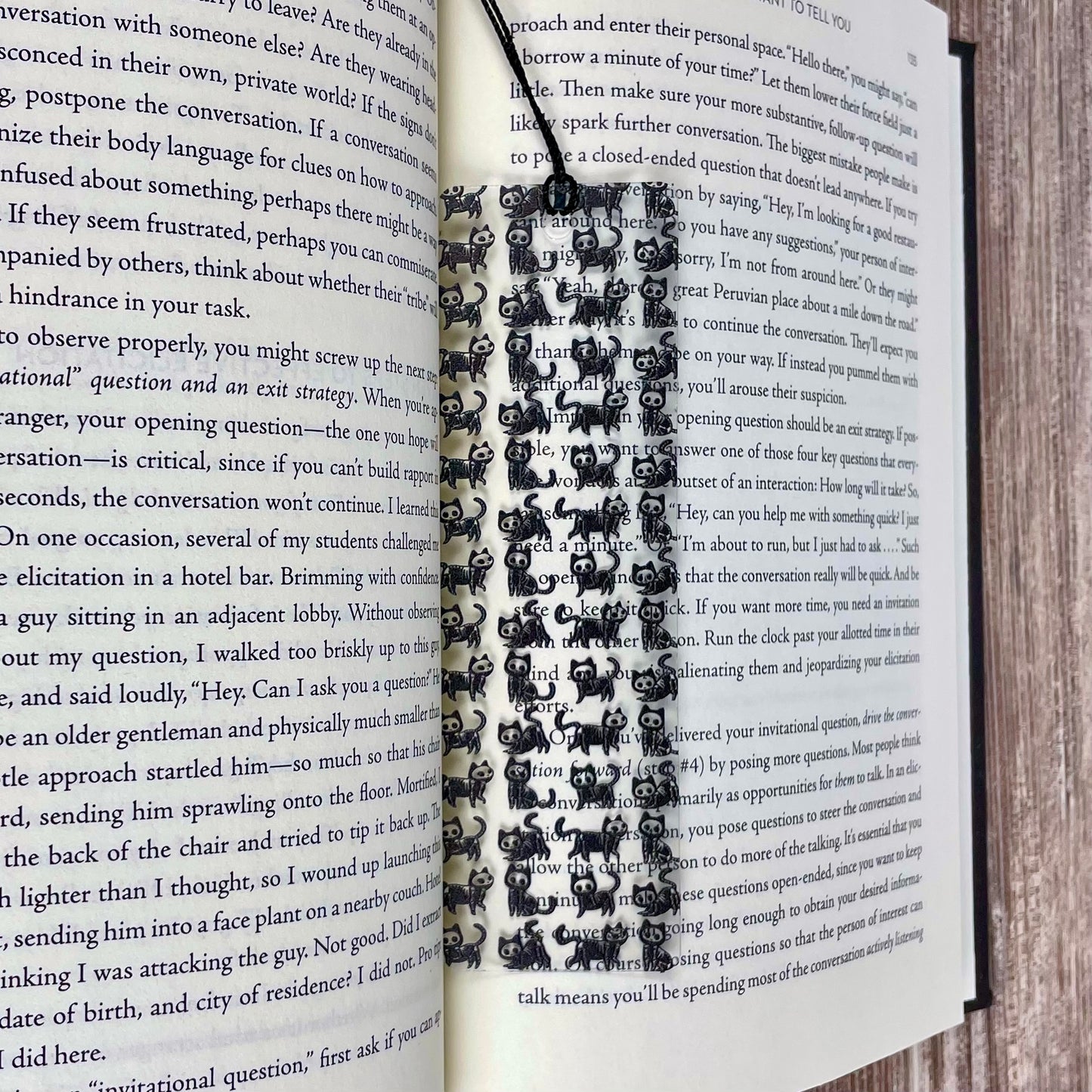 Black Cat Skeleton Bookmark: Spooky Gothic Reader Gift