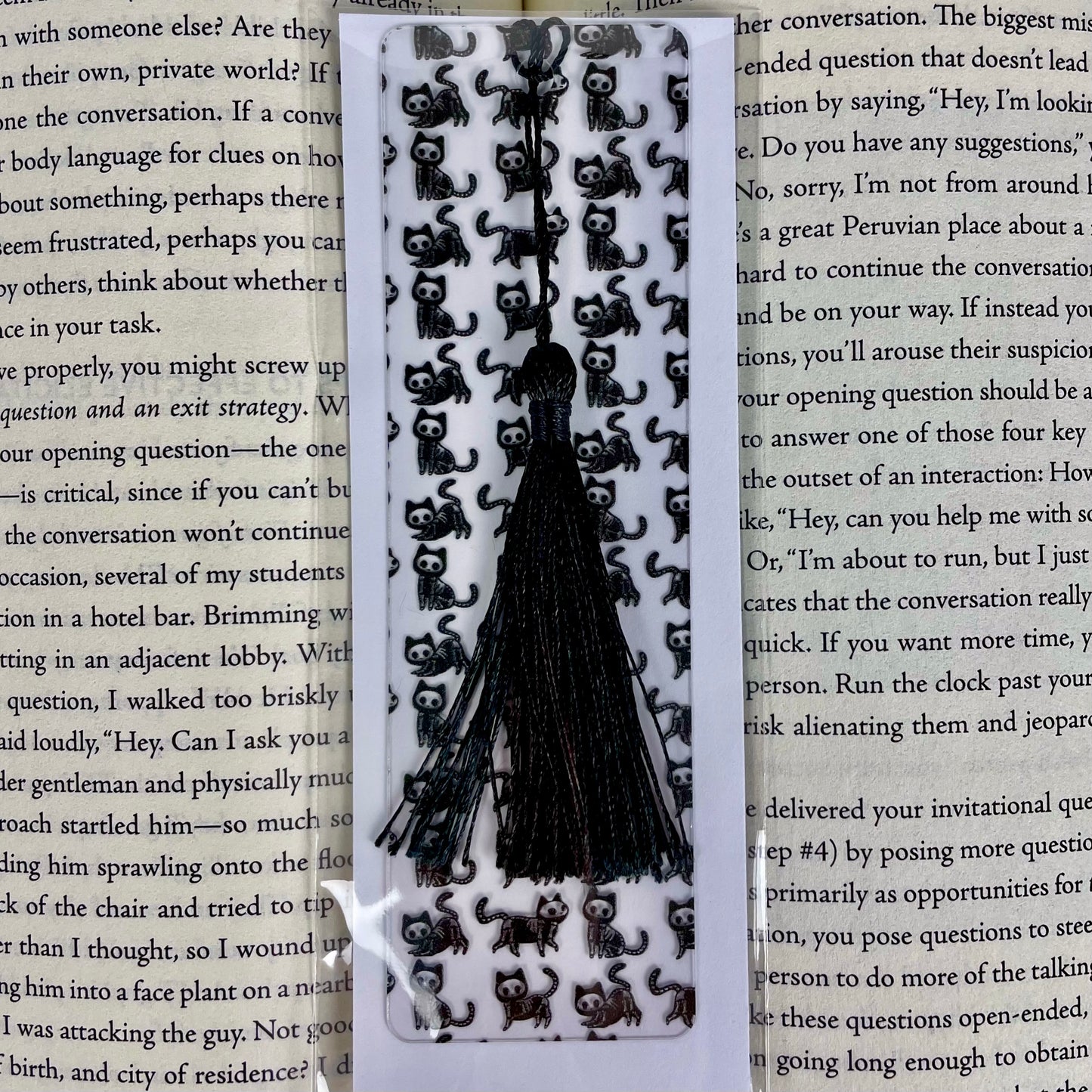 Black Cat Skeleton Bookmark: Spooky Gothic Reader Gift