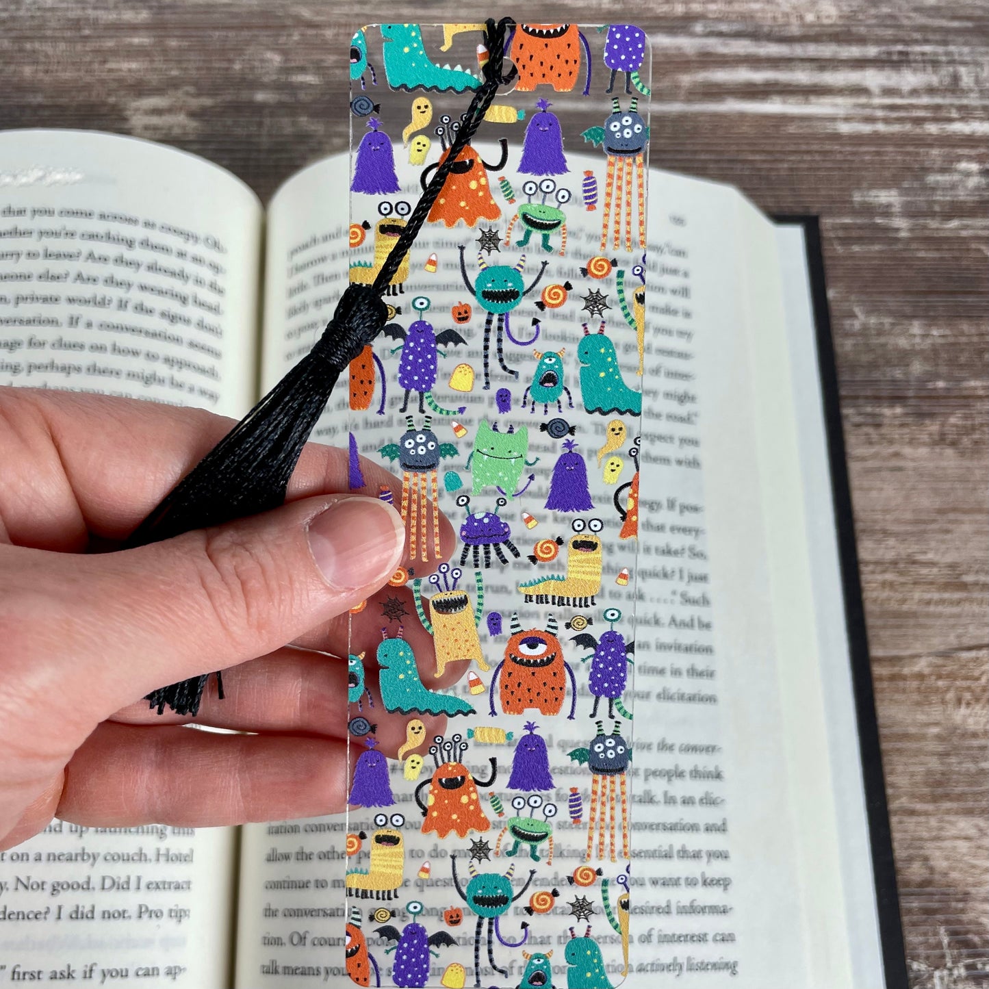 Colorful Monster Halloween Bookmark β Cute Spooky Kids Bookmark with Tassel β Fun Ghost & Candy Design β Teacher Reward or Book Lover Gift