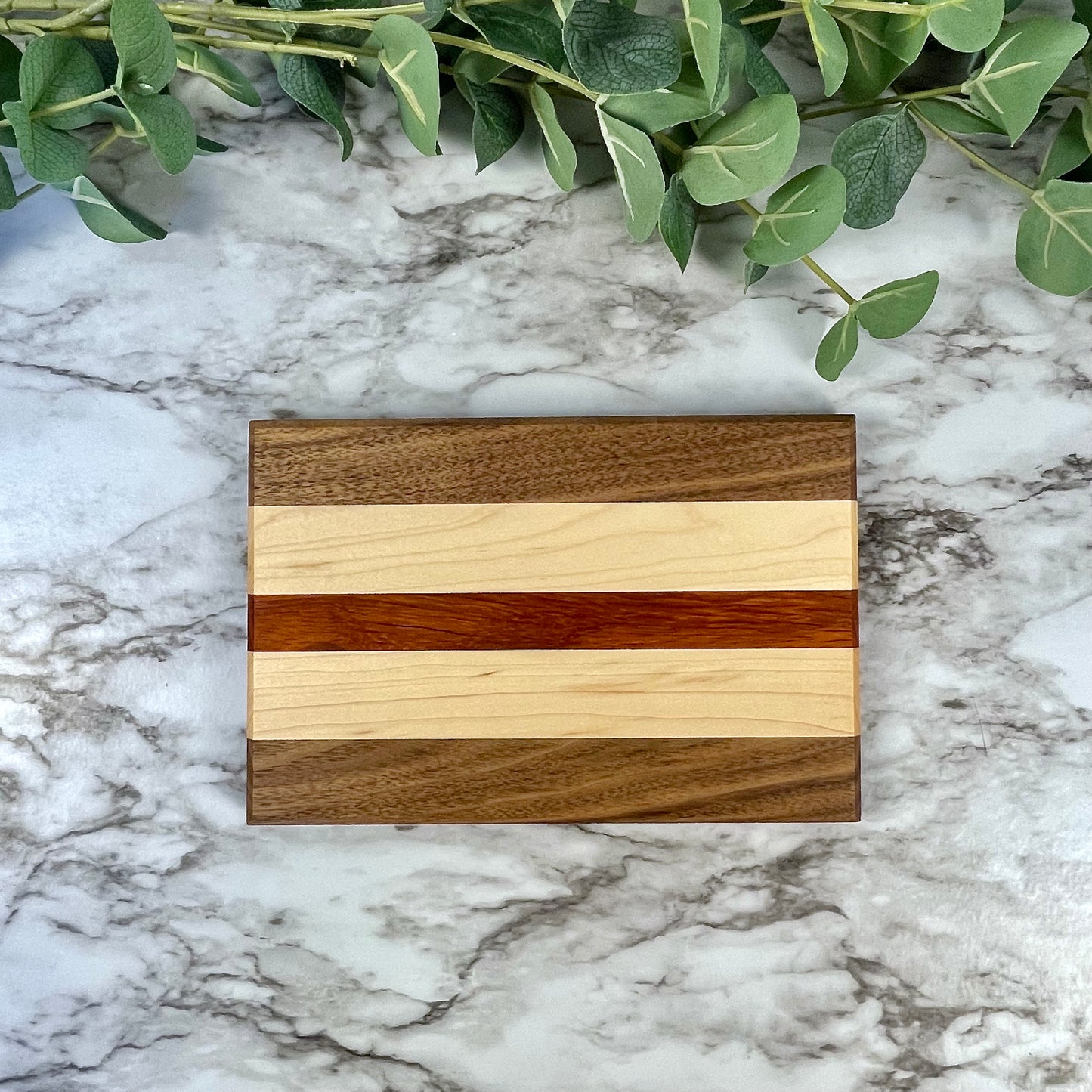 Padauk, Walnut, and Maple Cutting Board | Three-Tone Wood Charcuterie Board | Unique Anniversary Gift | Handmade Kitchen Decor