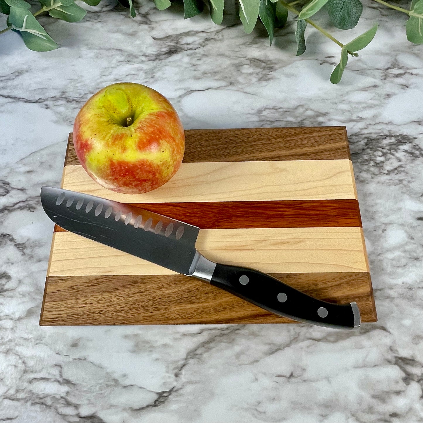 Padauk, Walnut, and Maple Cutting Board | Three-Tone Wood Charcuterie Board | Unique Anniversary Gift | Handmade Kitchen Decor