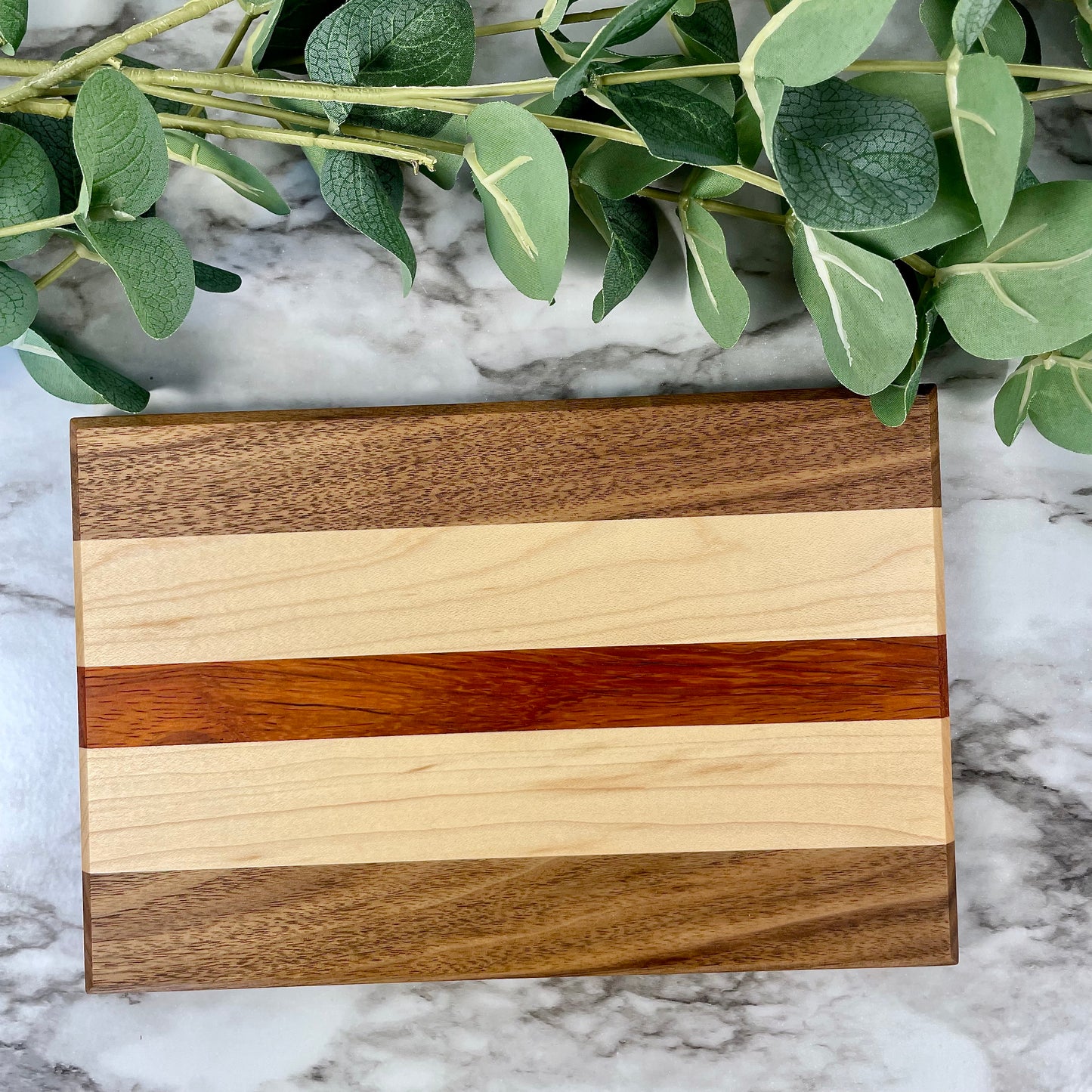 Padauk, Walnut, and Maple Cutting Board | Three-Tone Wood Charcuterie Board | Unique Anniversary Gift | Handmade Kitchen Decor