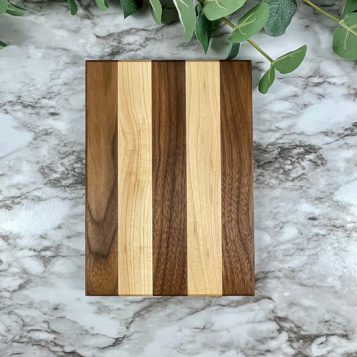 Striped Walnut and Maple Cutting Board | Modern Geometric Serving Board | Unique Housewarming Gift | Kitchen Decor
