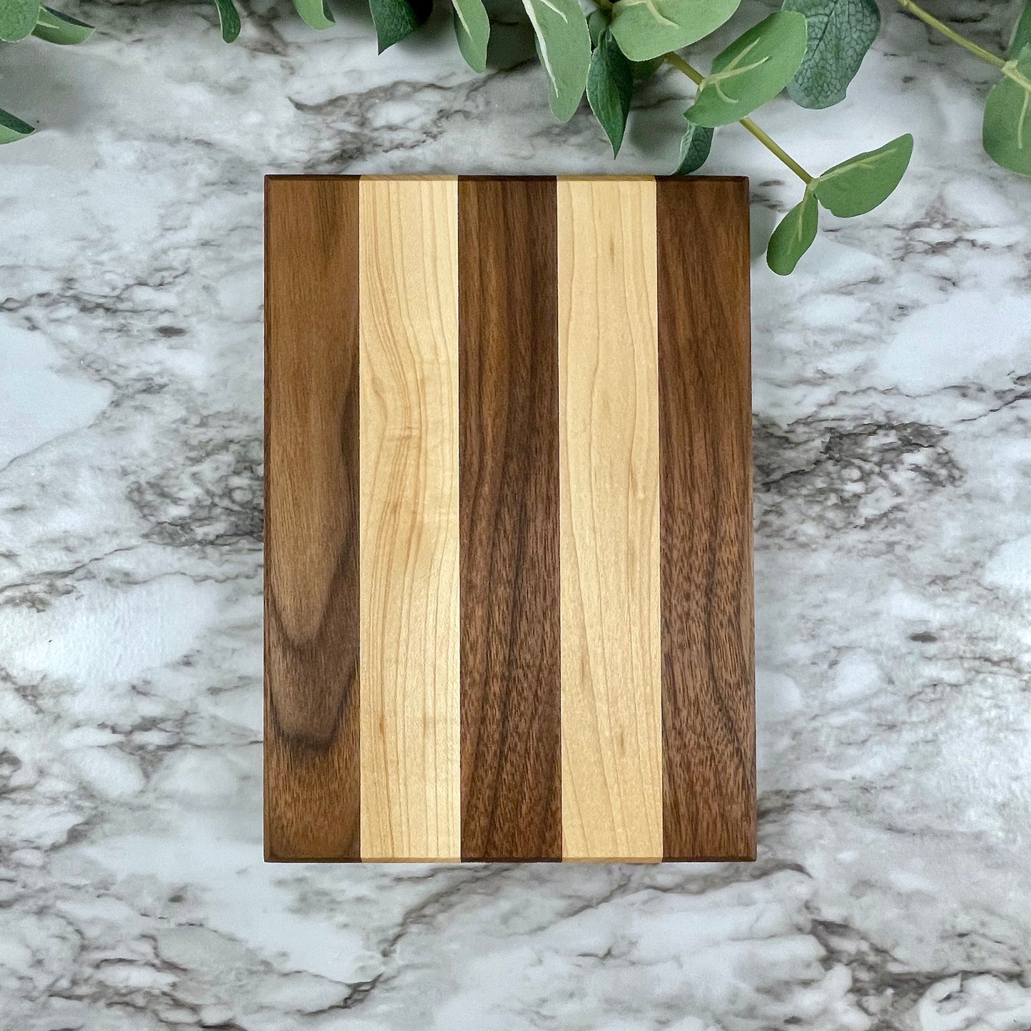 Striped Walnut and Maple Cutting Board | Modern Geometric Serving Board | Unique Housewarming Gift | Kitchen Decor