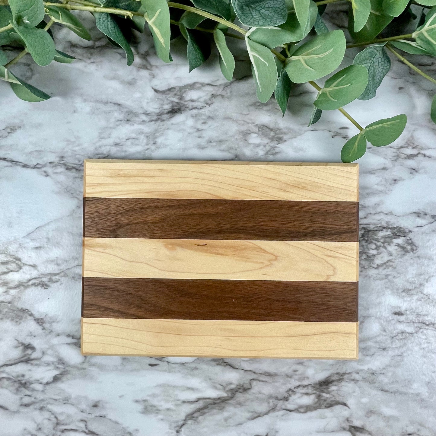 Striped Walnut and Maple Cutting Board | Modern Geometric Serving Board | Unique Housewarming Gift | Kitchen Decor