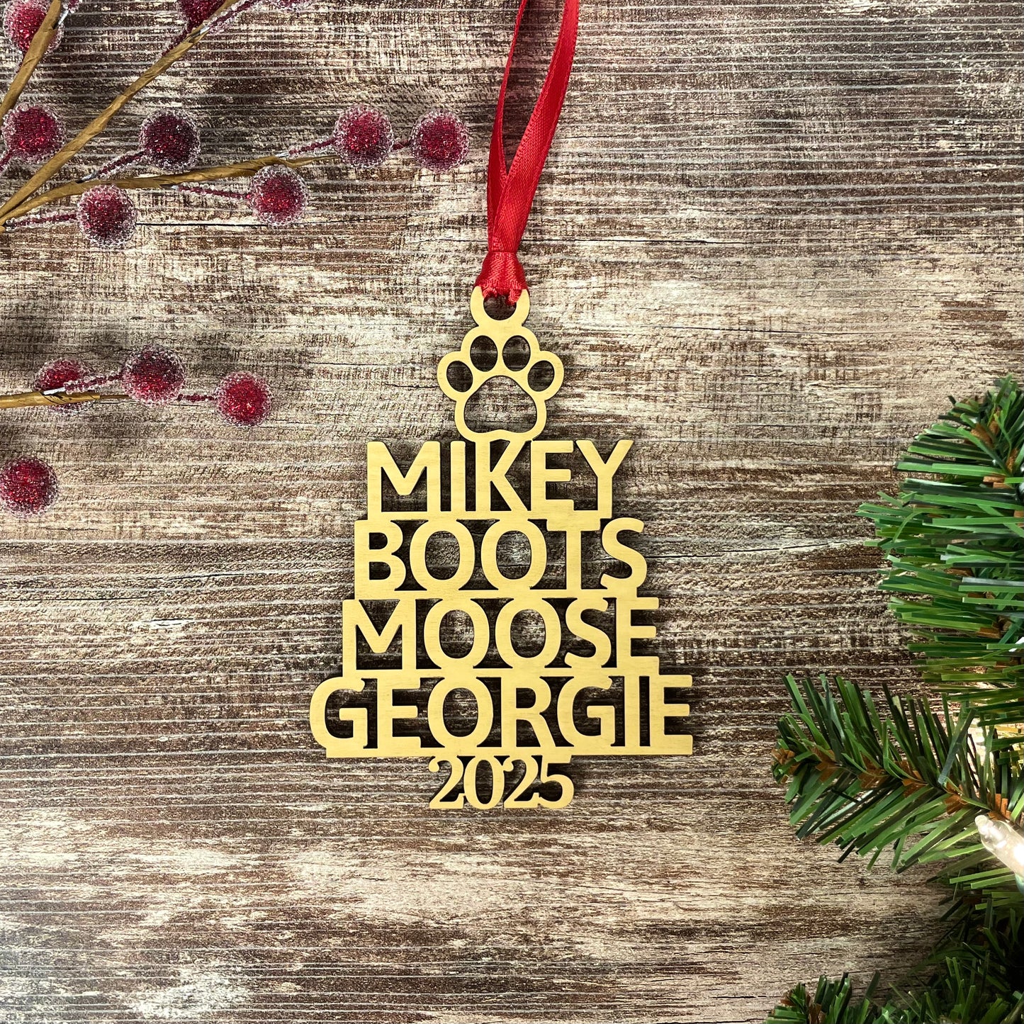 Personalized Family Name Christmas Ornament 2025: Custom Wood Tree Decoration