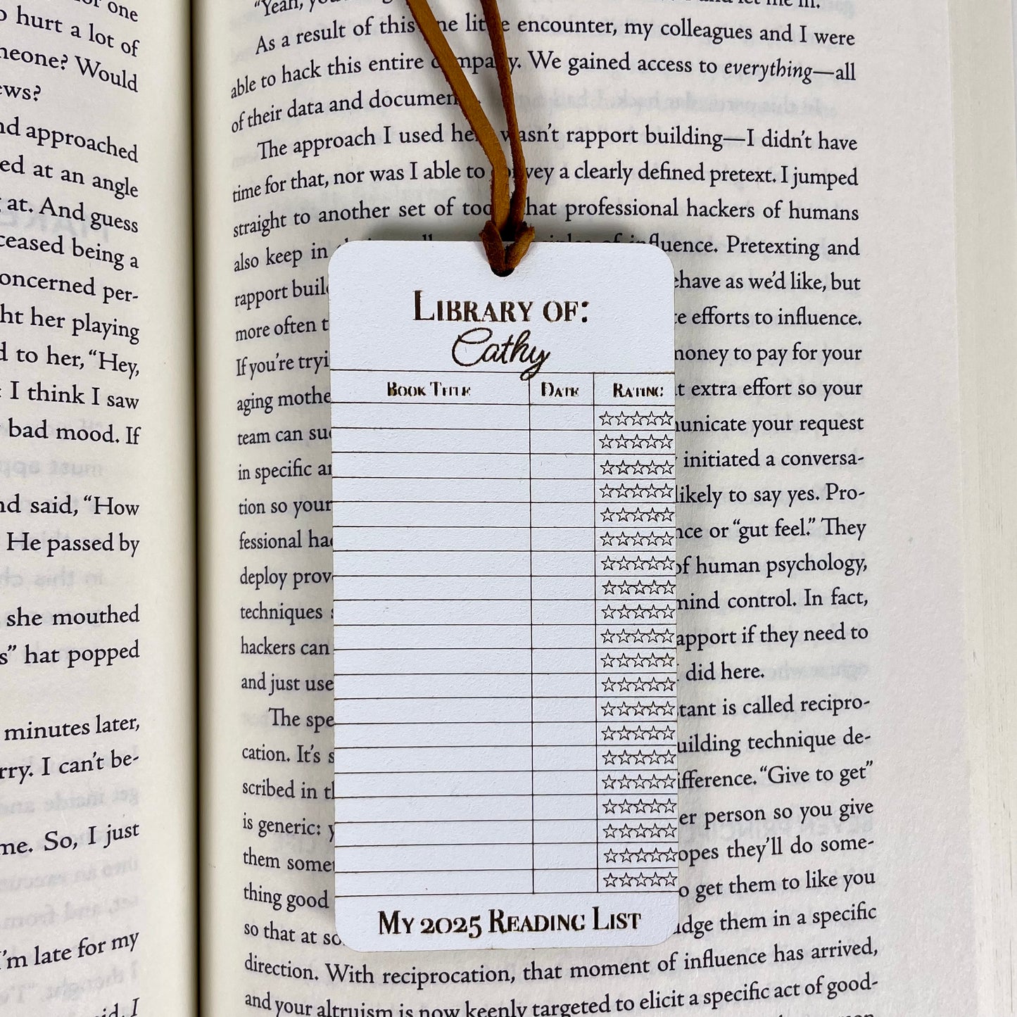 Personalized 2025 Reading Log Bookmark: Book Lover Gift