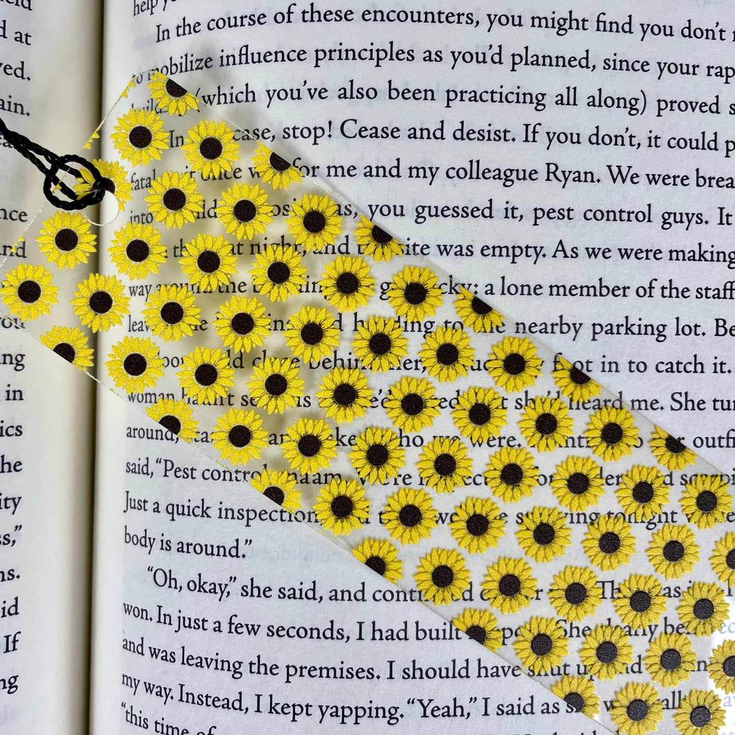 Sunflower Bookmark: Clear with Tassel, Gift for Book Lovers