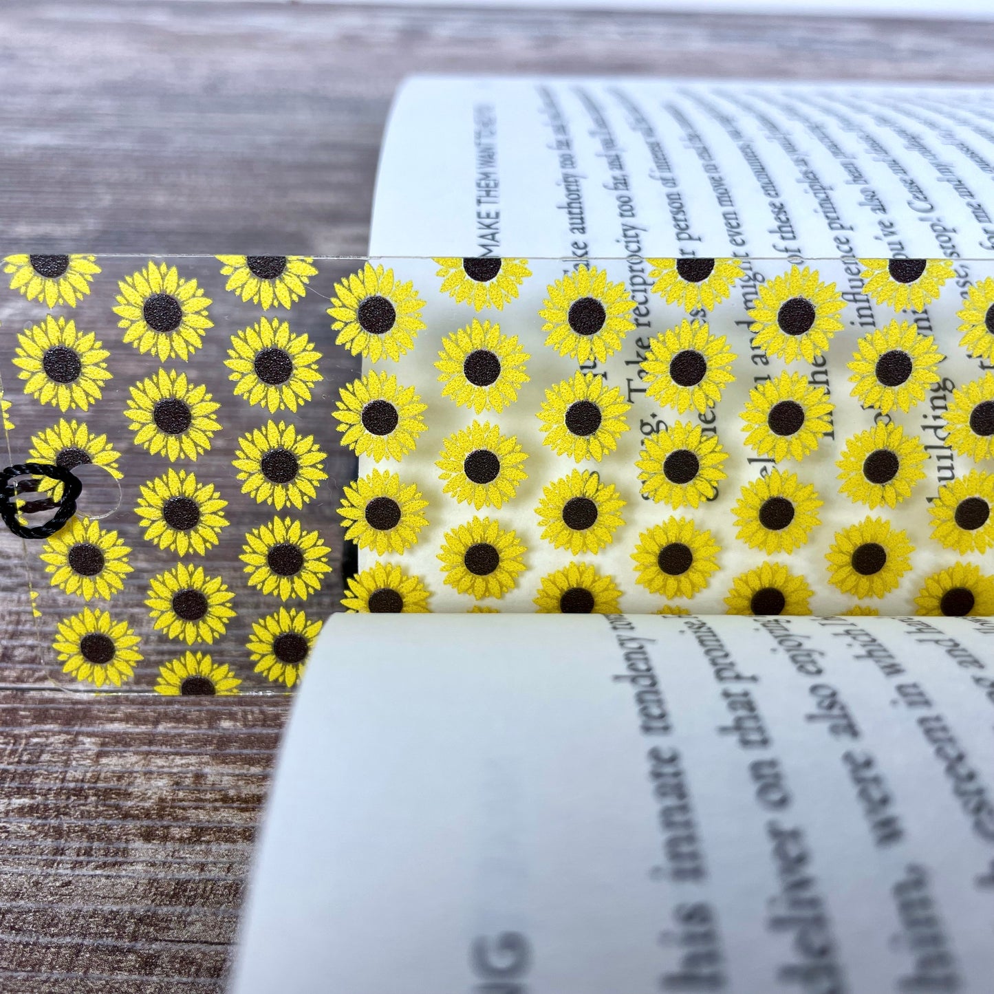 Sunflower Bookmark: Clear with Tassel, Gift for Book Lovers
