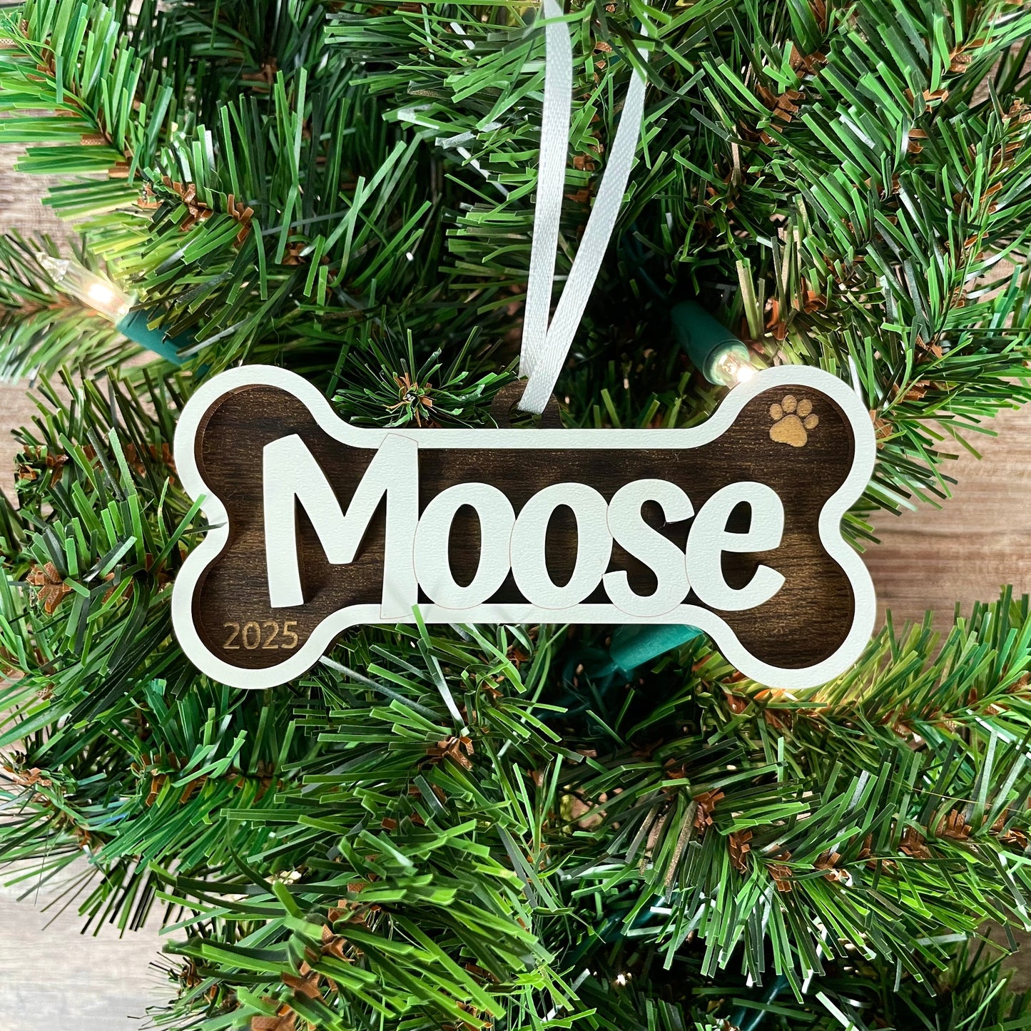 Personalized Dog Bone Ornament | Custom Pet Name Holiday Decoration | Pet Stocking Tag