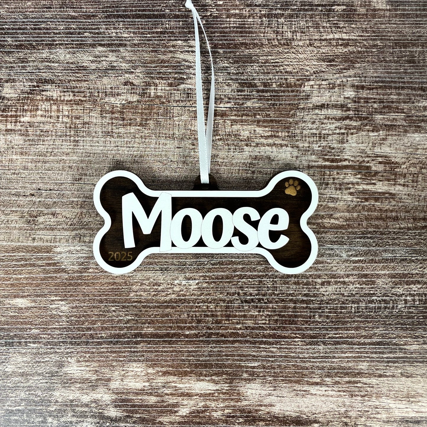 Personalized Dog Bone Ornament | Custom Pet Name Holiday Decoration | Pet Stocking Tag