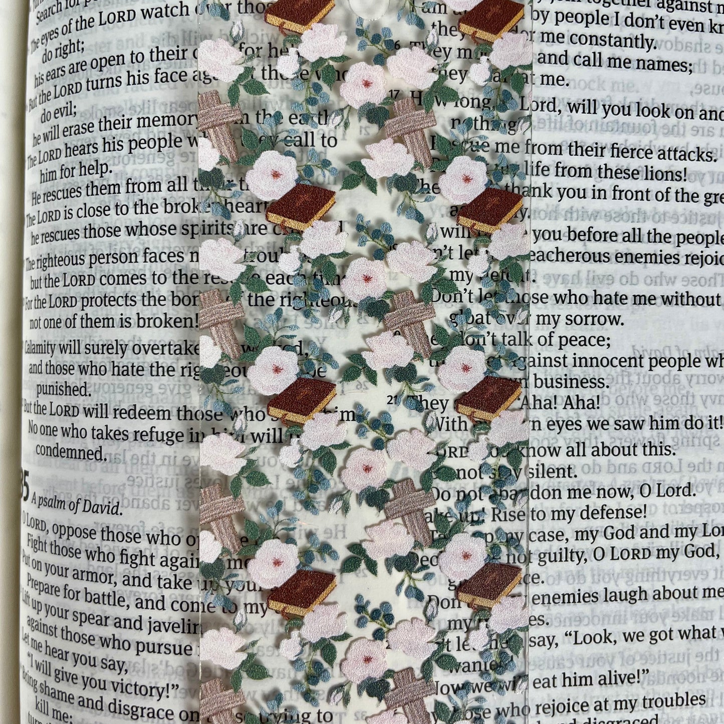 Christian Bookmark – Cross and Floral Design, Faith Gift for Women, Bible Study Bookmark, Religious Gift, Book Lover Accessory