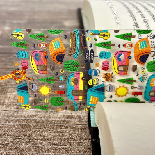 Camping Bookmark – Happy Camper Gift – Colorful Summer Bookmark for Readers – Nature Lover Gift – Outdoor Reading Accessory