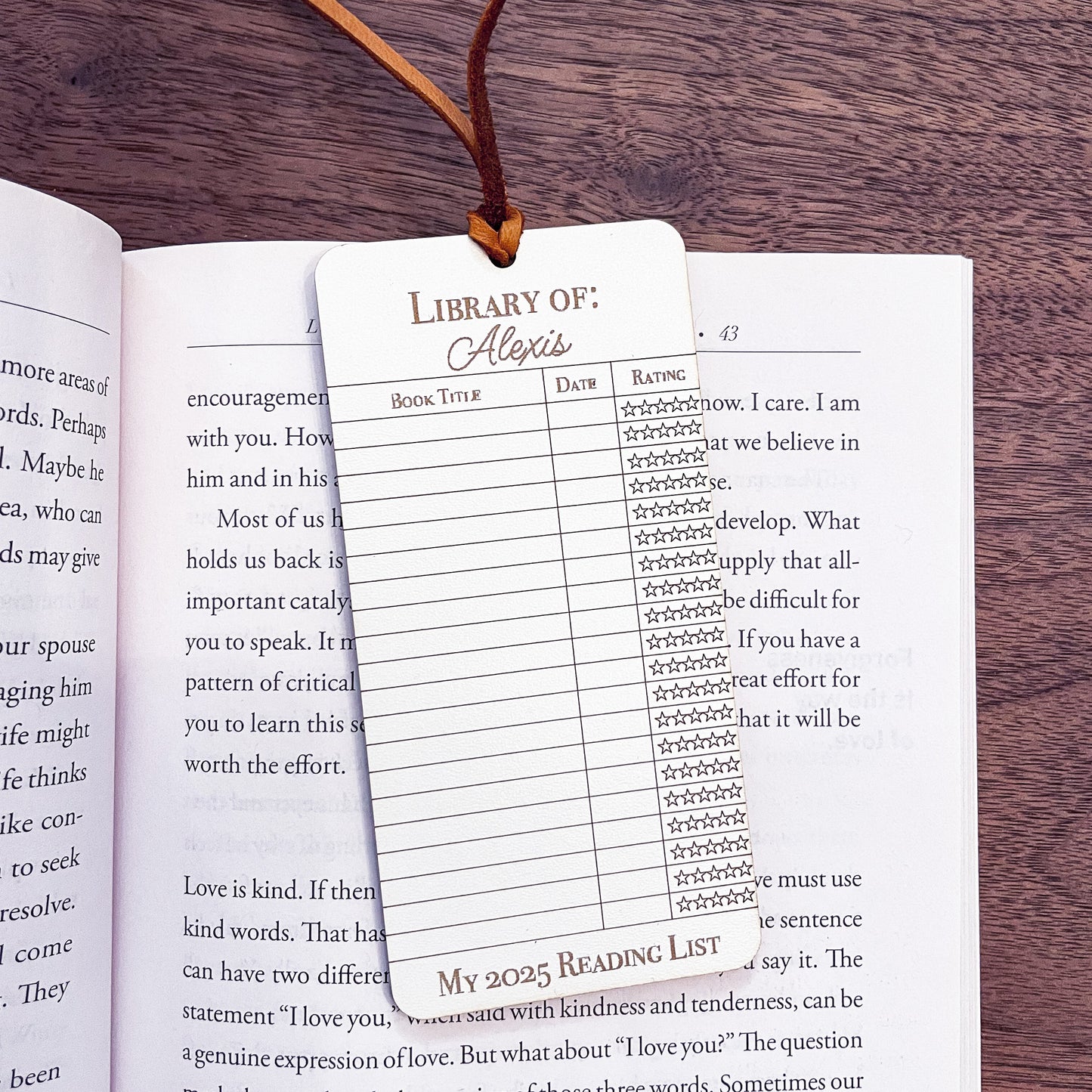 Personalized 2025 Reading Log Bookmark: Book Lover Gift