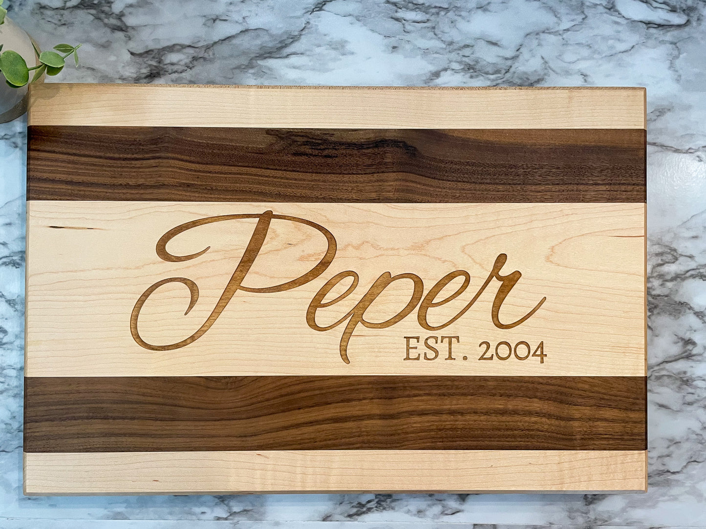 Handmade Hard Maple & Walnut Cutting Board - Laser Engraved, Durable Kitchen Gift for Chefs, Weddings, or Housewarming - Unique and Stylish