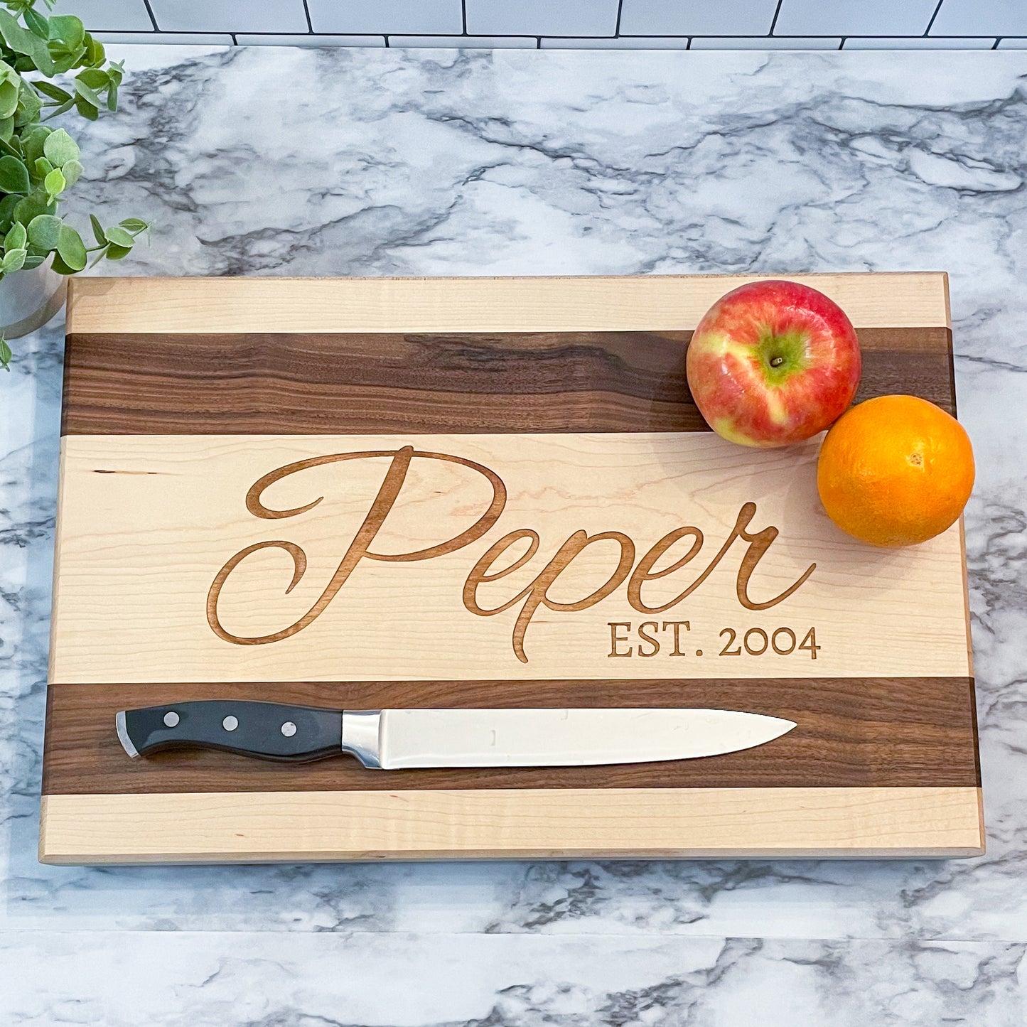 Handmade Hard Maple & Walnut Cutting Board - Laser Engraved, Durable Kitchen Gift for Chefs, Weddings, or Housewarming - Unique and Stylish
