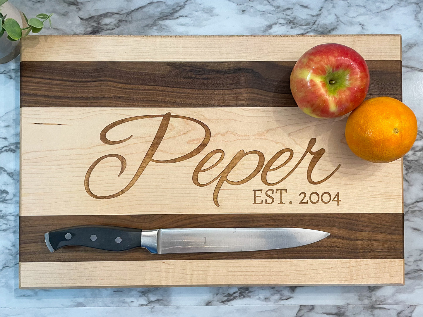 Handmade Hard Maple & Walnut Cutting Board - Laser Engraved, Durable Kitchen Gift for Chefs, Weddings, or Housewarming - Unique and Stylish
