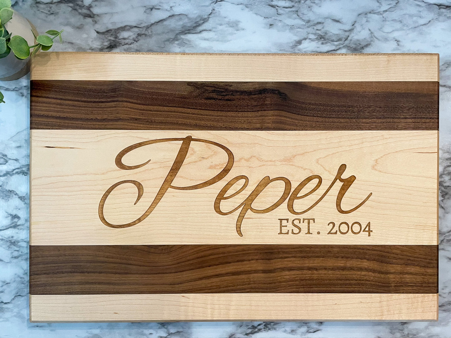Handmade Hard Maple & Walnut Cutting Board - Laser Engraved, Durable Kitchen Gift for Chefs, Weddings, or Housewarming - Unique and Stylish