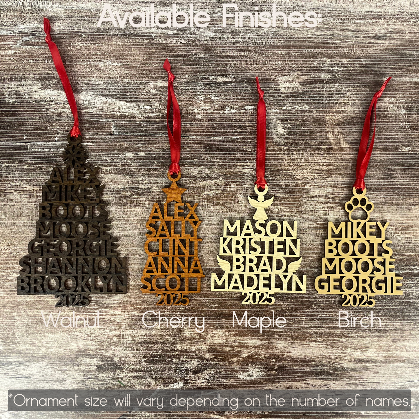 Personalized Family Name Christmas Ornament 2025: Custom Wood Tree Decoration