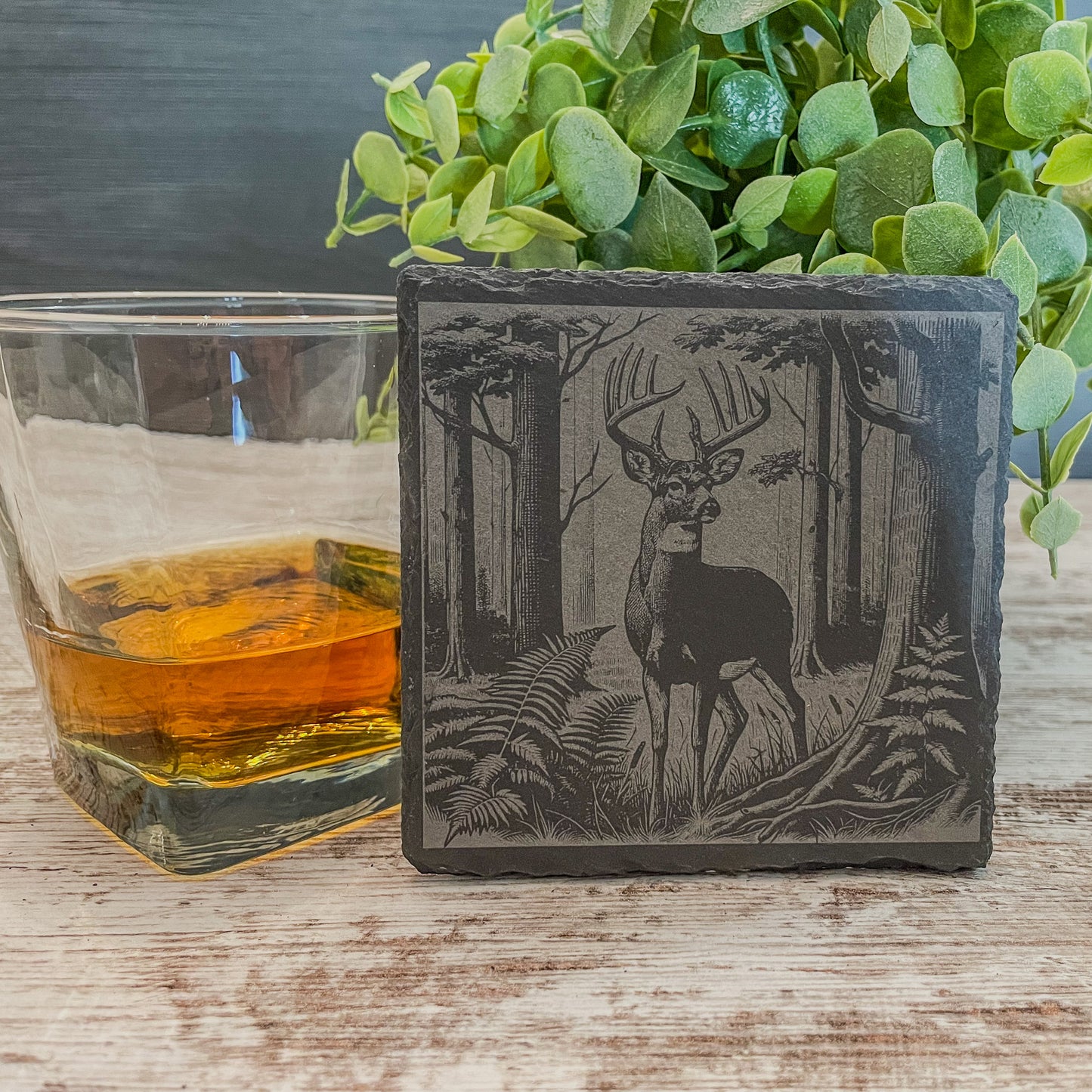 Rustic Scenic Deer Coasters - Slate Cabin Decor & Unique Hunter Gift for Dad, Brother, or Nature Lover