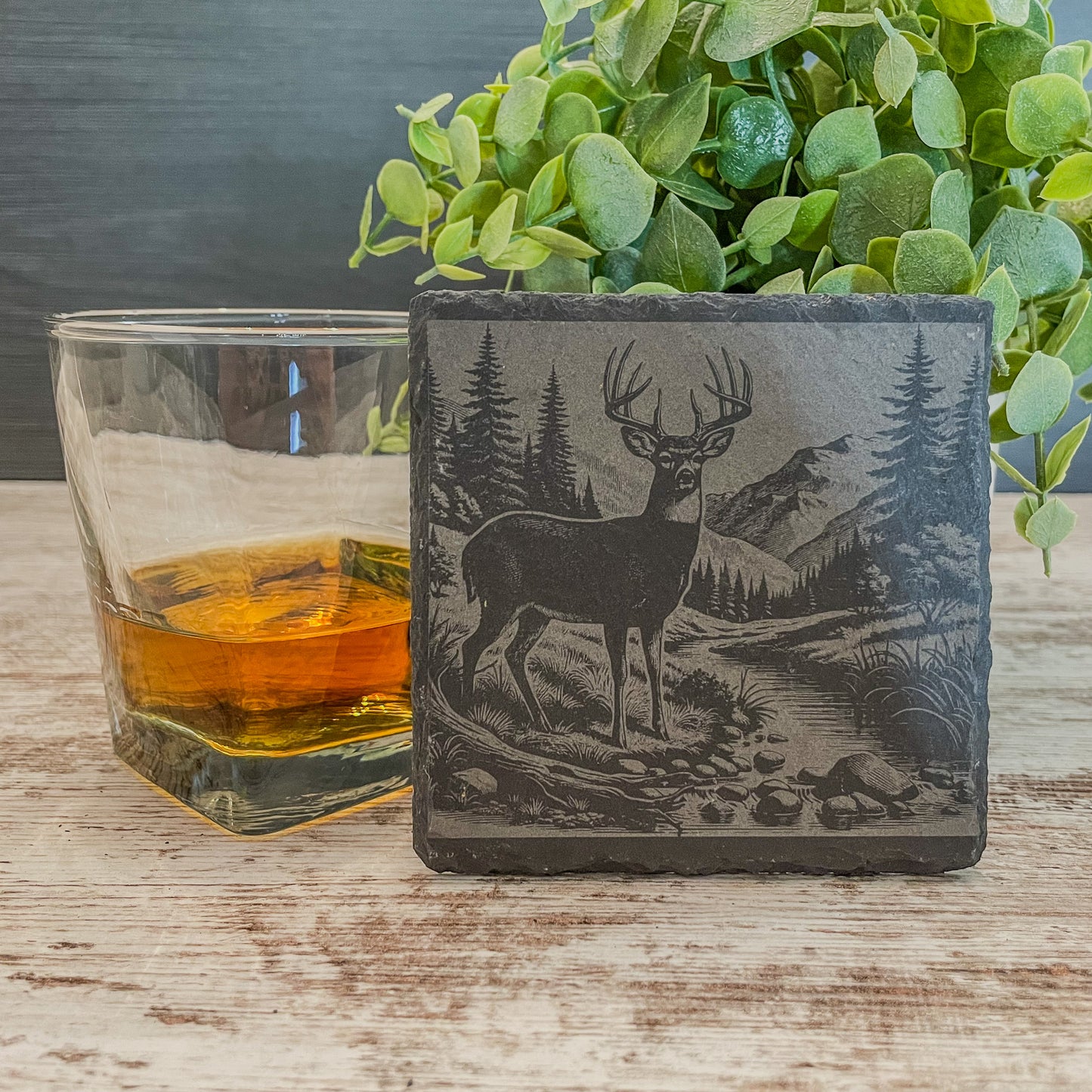 Rustic Scenic Deer Coasters - Slate Cabin Decor & Unique Hunter Gift for Dad, Brother, or Nature Lover