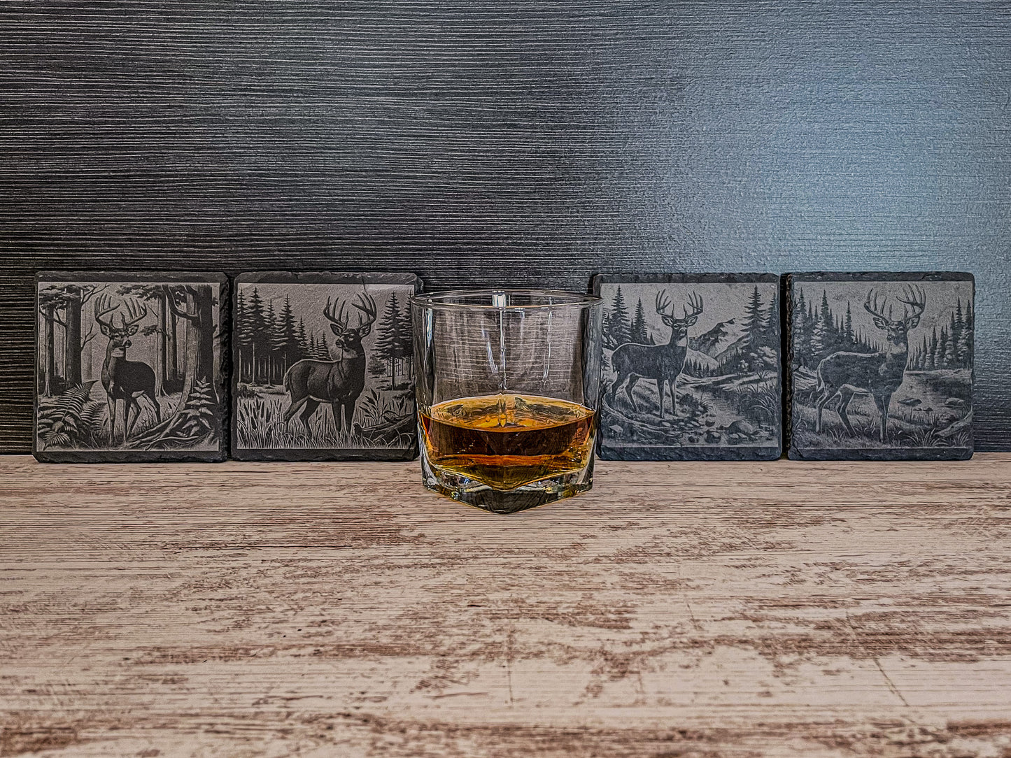 Rustic Scenic Deer Coasters - Slate Cabin Decor & Unique Hunter Gift for Dad, Brother, or Nature Lover