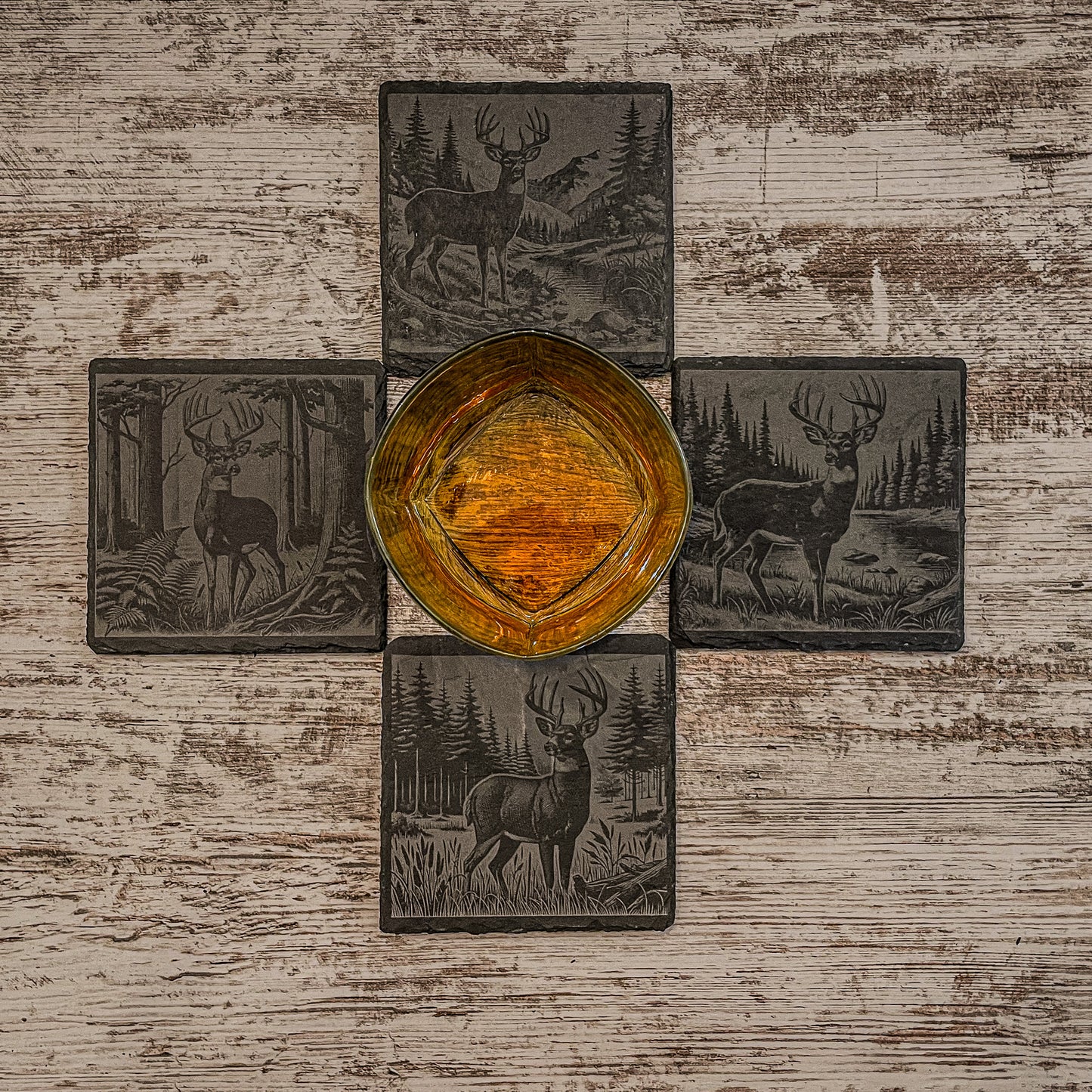 Rustic Scenic Deer Coasters - Slate Cabin Decor & Unique Hunter Gift for Dad, Brother, or Nature Lover