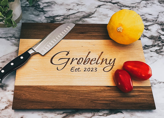 Personalized Engraved Cutting Board - Walnut / Hard Maple / Walnut