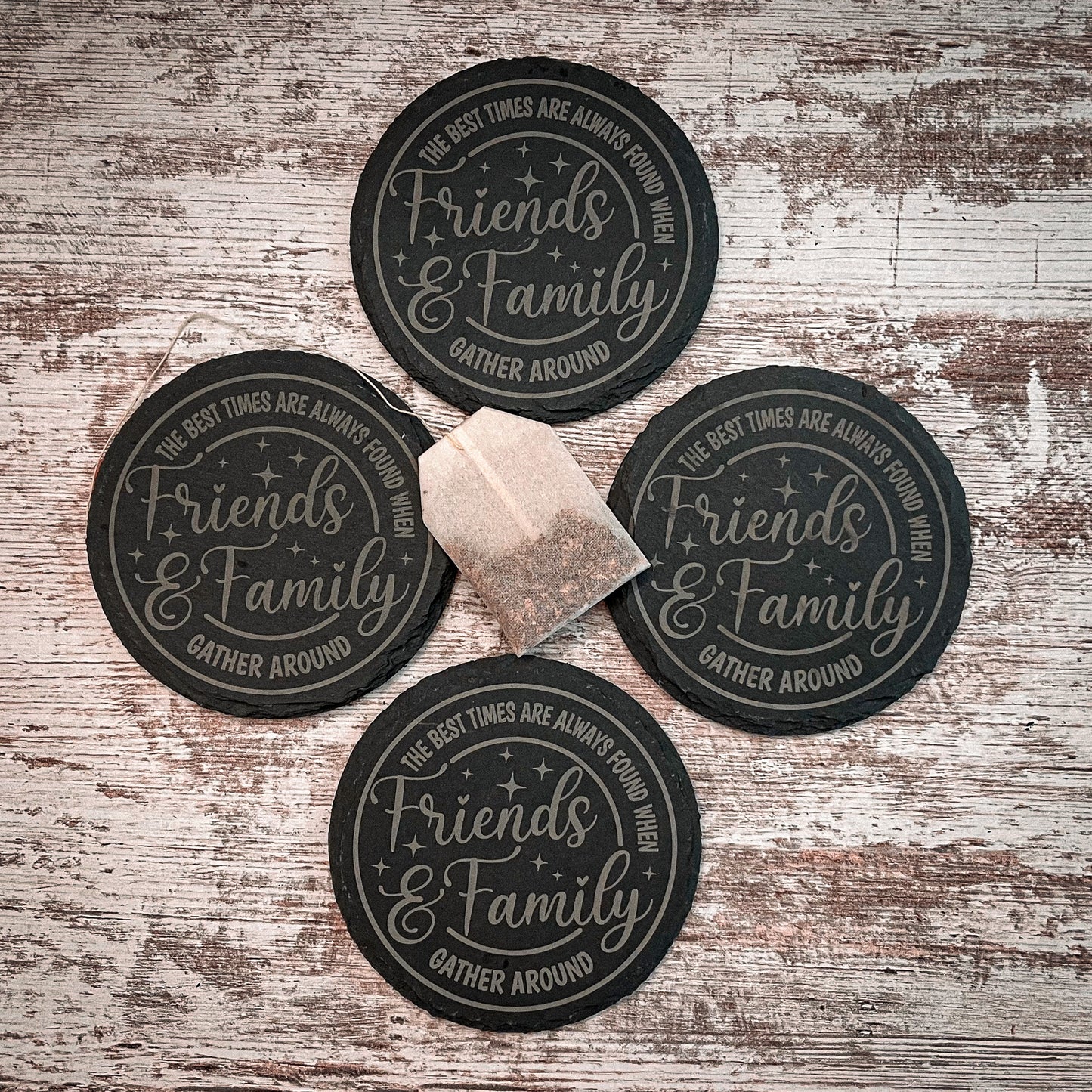 Friend Gift for House Warming Family Home Decor Laser Engraved Slate Coaster
