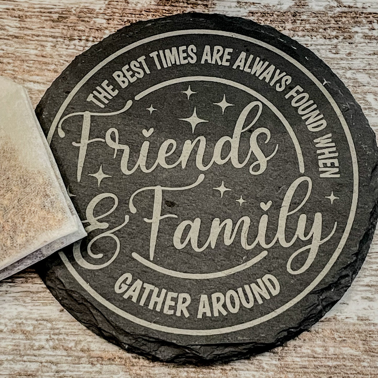 Friend Gift for House Warming Family Home Decor Laser Engraved Slate Coaster