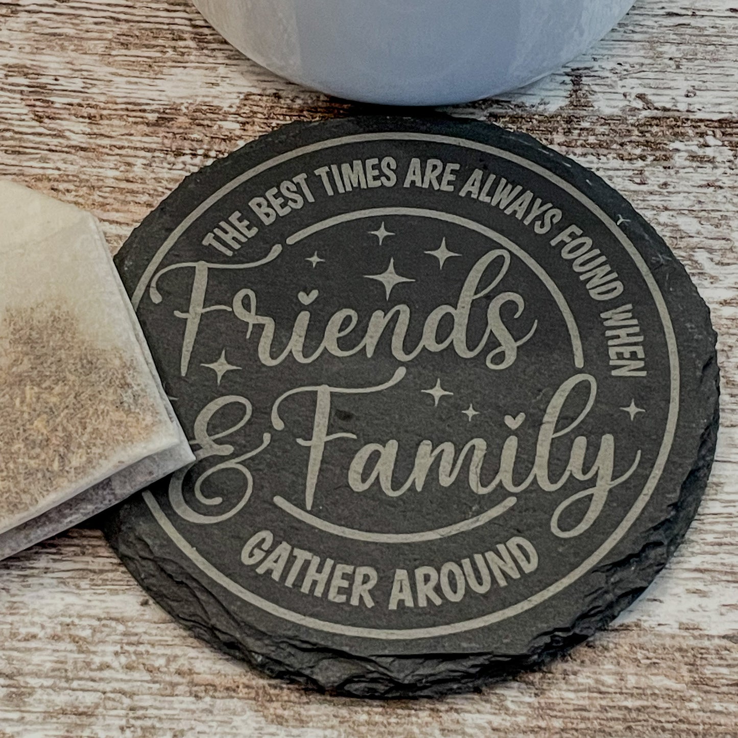Friend Gift for House Warming Family Home Decor Laser Engraved Slate Coaster