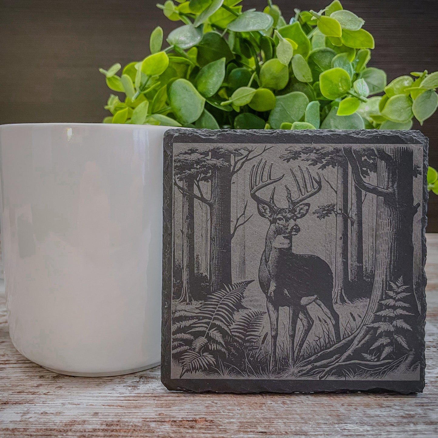 Rustic Scenic Deer Coasters - Slate Cabin Decor & Unique Hunter Gift for Dad, Brother, or Nature Lover