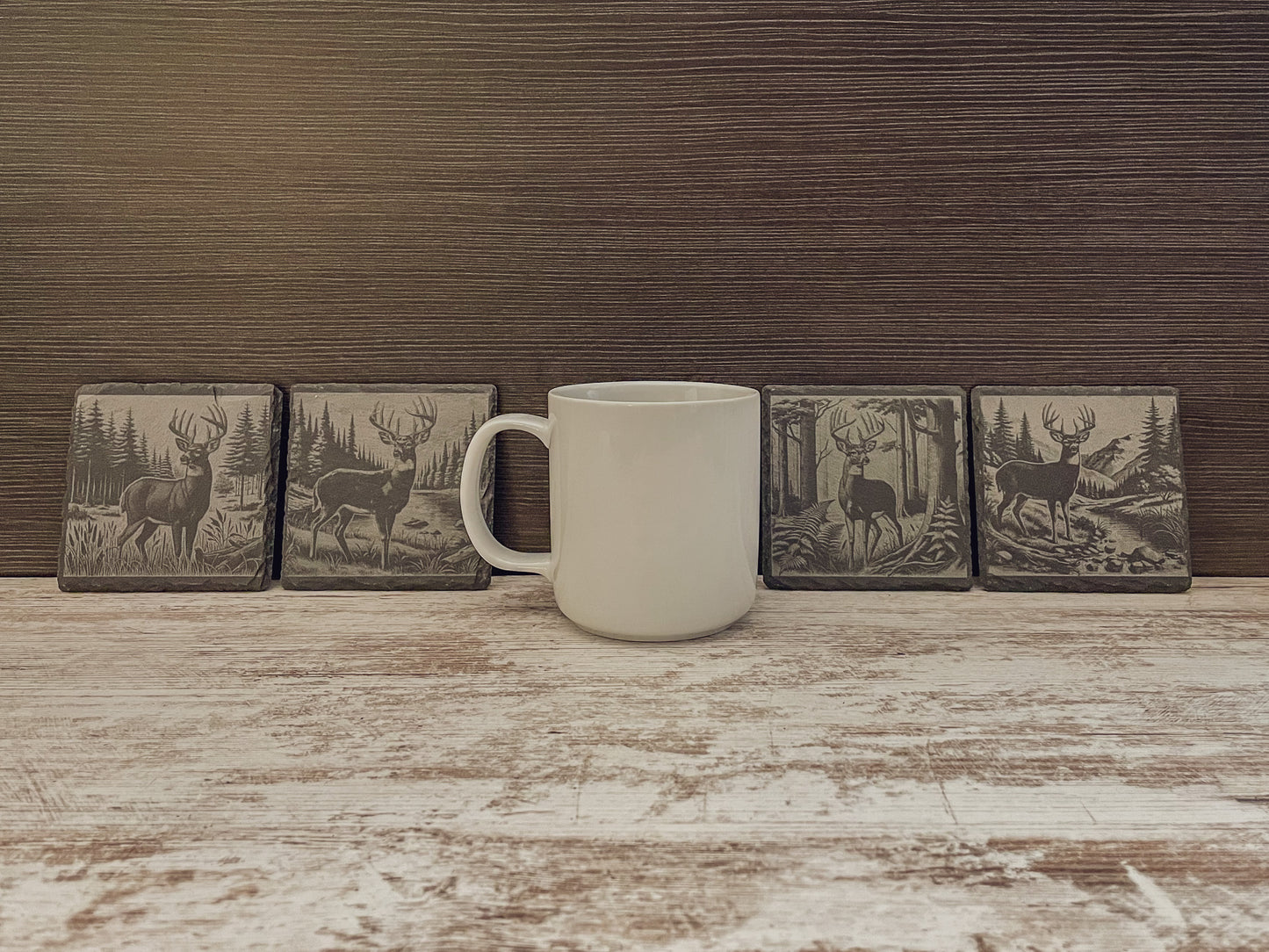 Rustic Scenic Deer Coasters - Slate Cabin Decor & Unique Hunter Gift for Dad, Brother, or Nature Lover