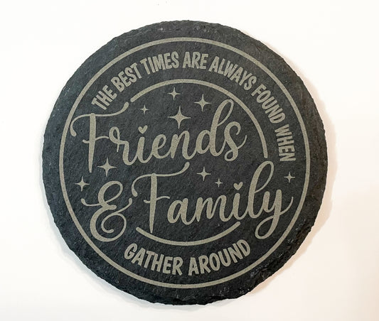 Friend Gift for House Warming Family Home Decor Laser Engraved Slate Coaster