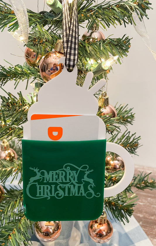 Coffee Mug Shaped Gift Card Holder Ornament – Unique Christmas Tree Decoration & Gift Presentation, Perfect for Holiday Gifting in Style